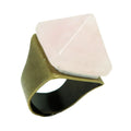 Rose Quartz Ring Pink Pyramid Bronze Adjustable