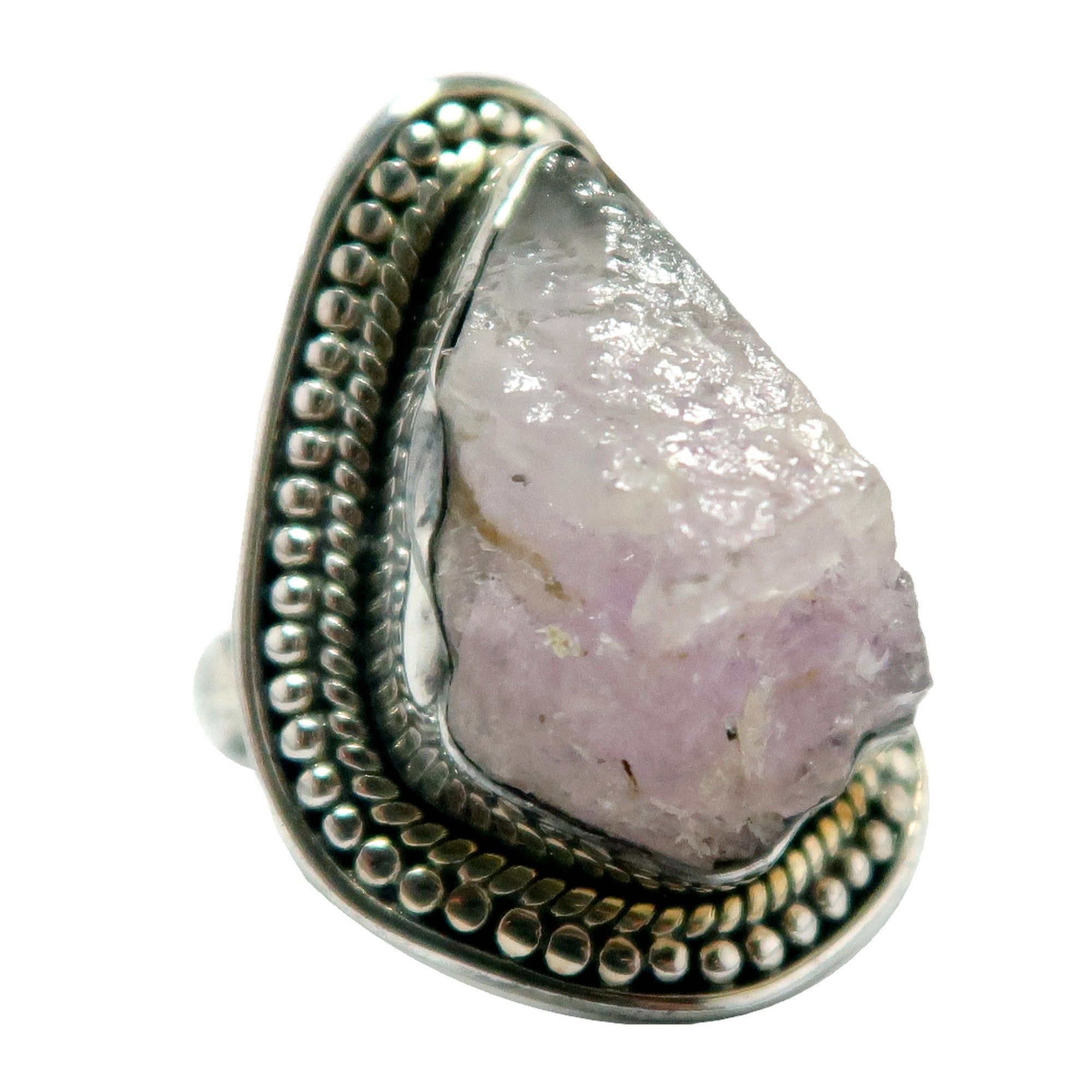 Rose Quartz Ring Raw Love Sterling Silver Size 8.75