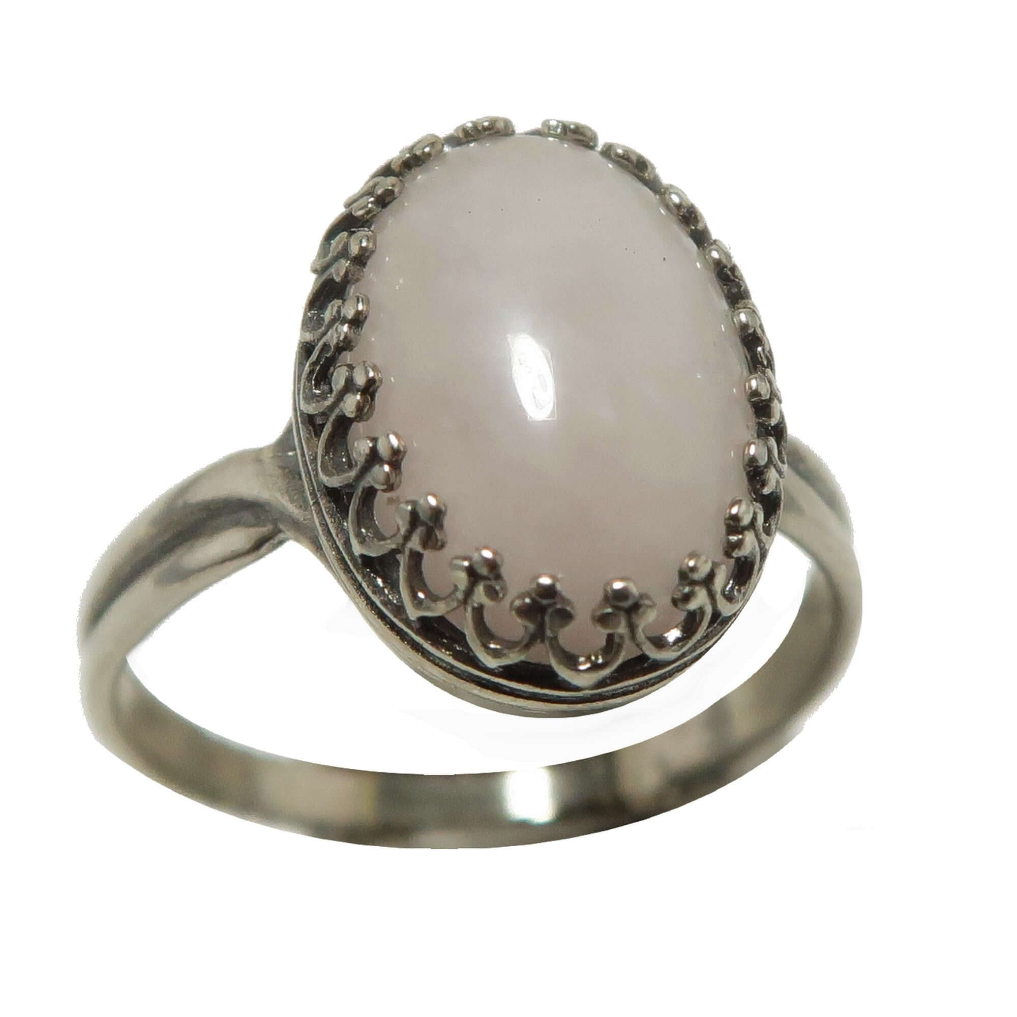 Rose Quartz Ring Classic Sterling Silver Adjustable
