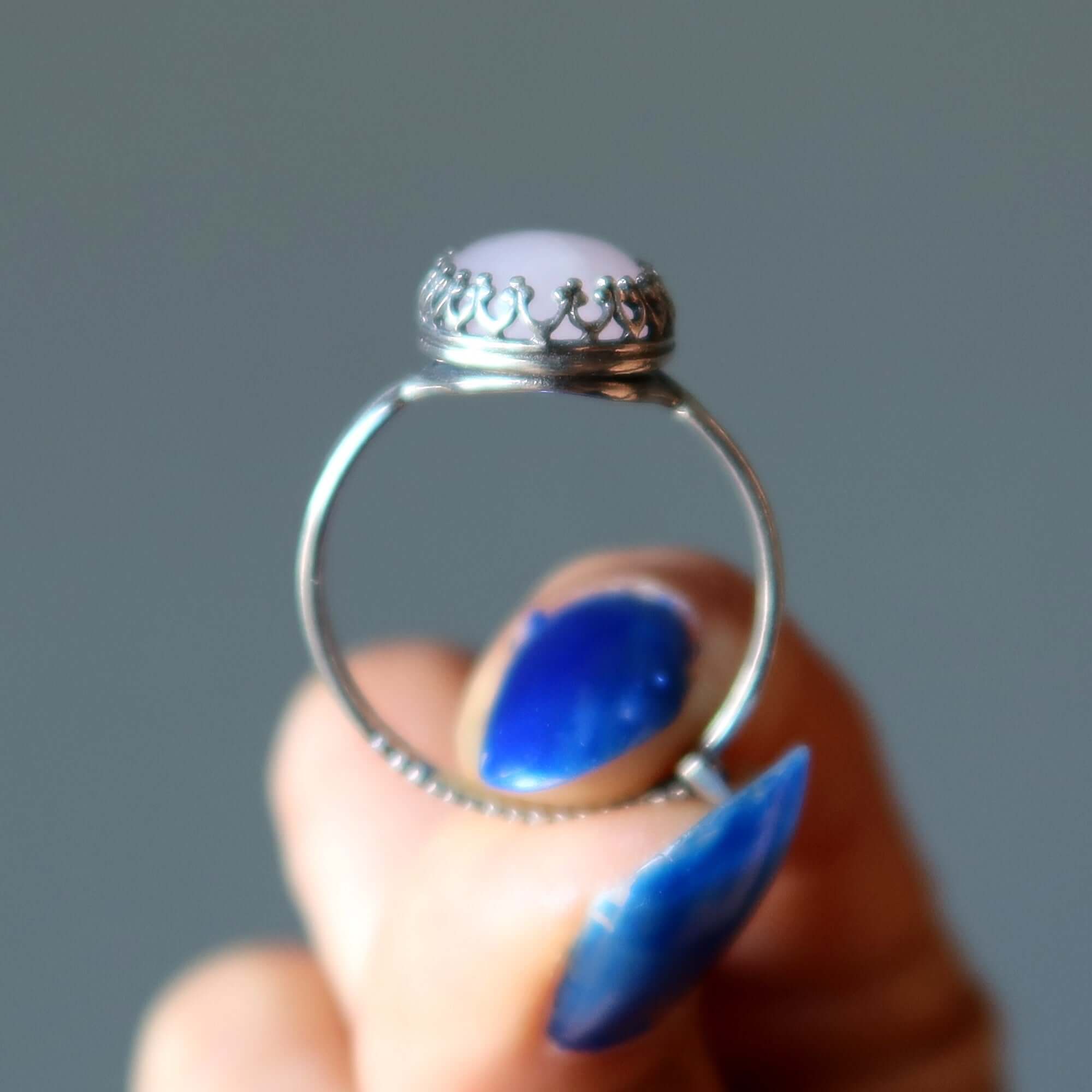 Rose Quartz Ring Classic Sterling Silver Adjustable
