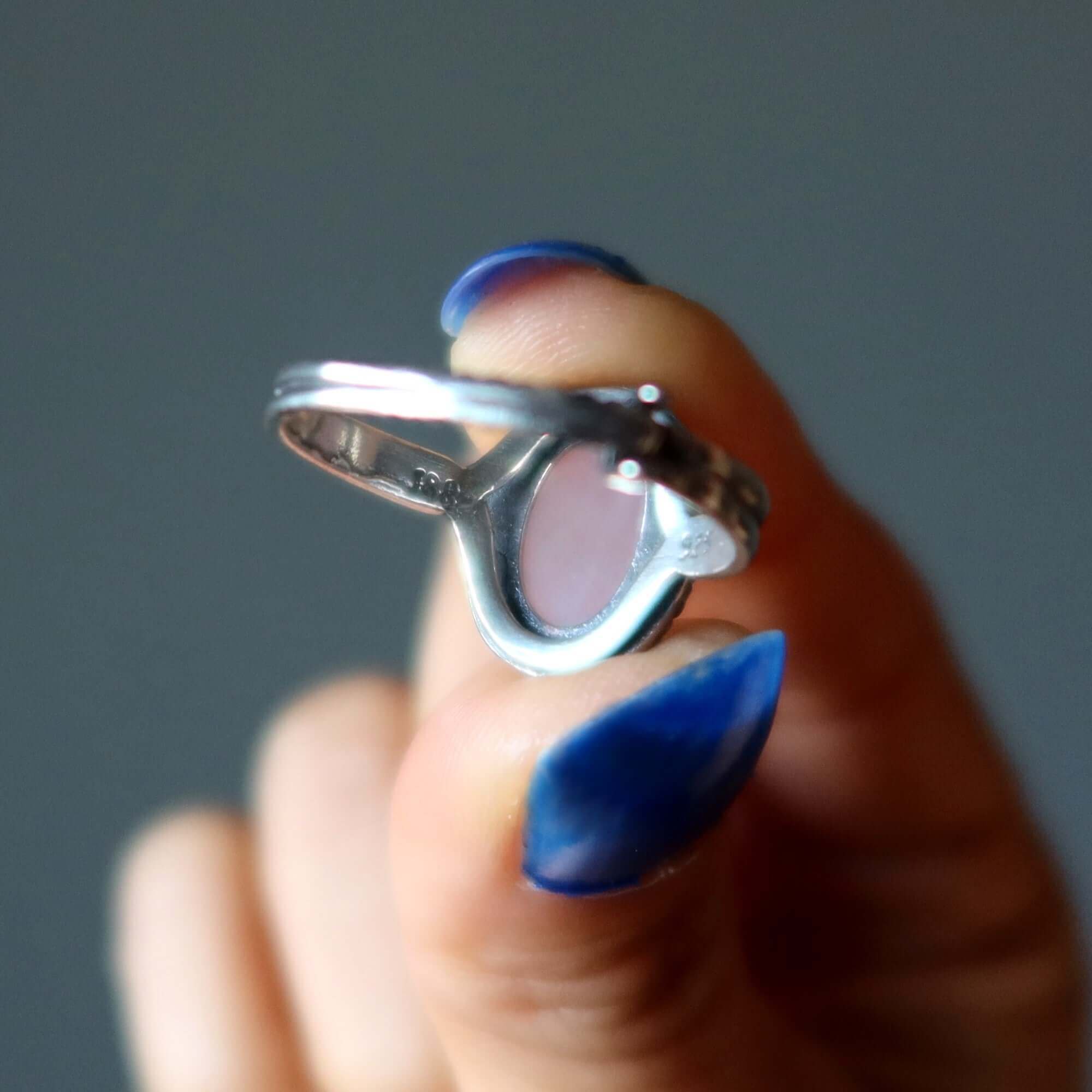 Rose Quartz Ring Classic Sterling Silver Adjustable