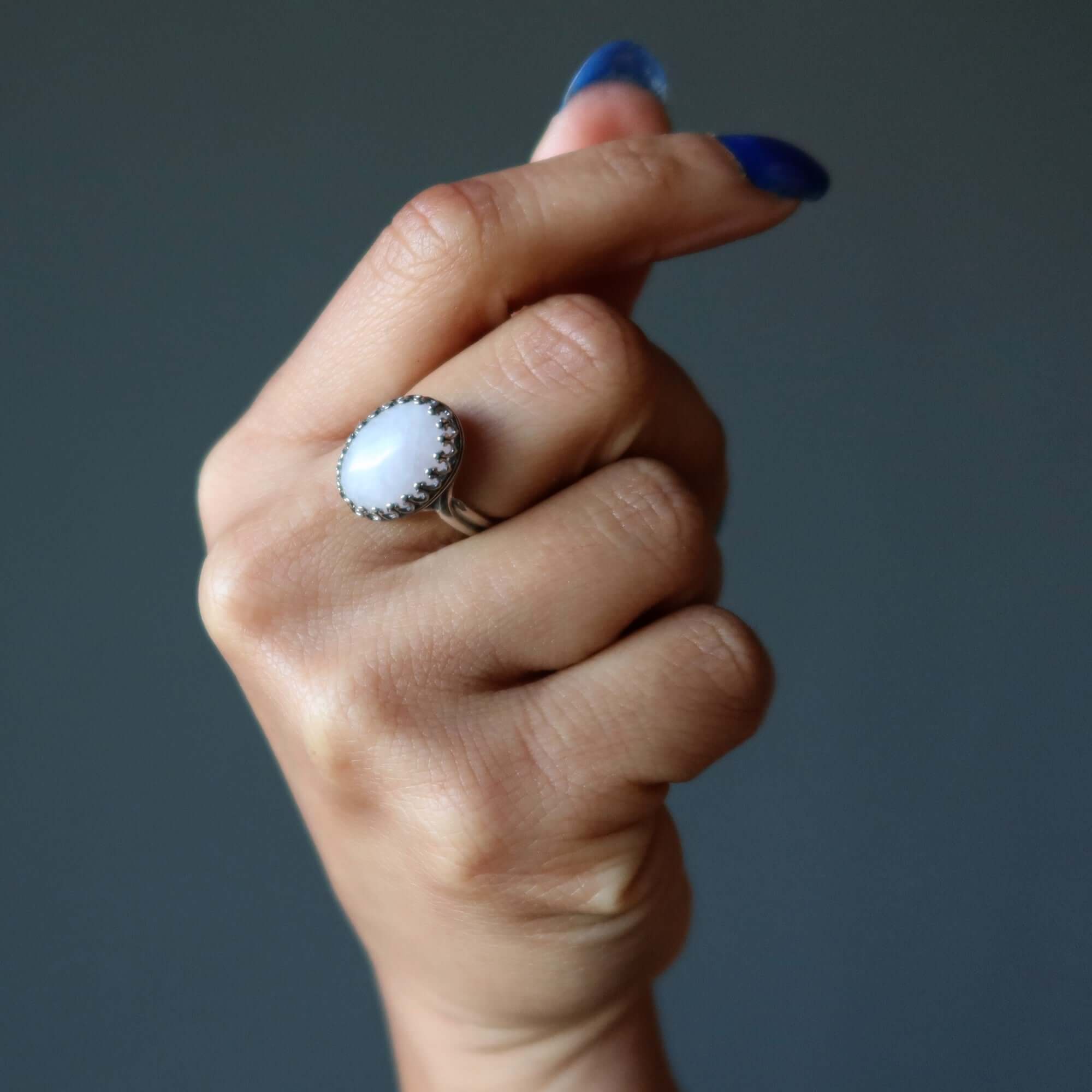 Rose Quartz Ring Classic Sterling Silver Adjustable