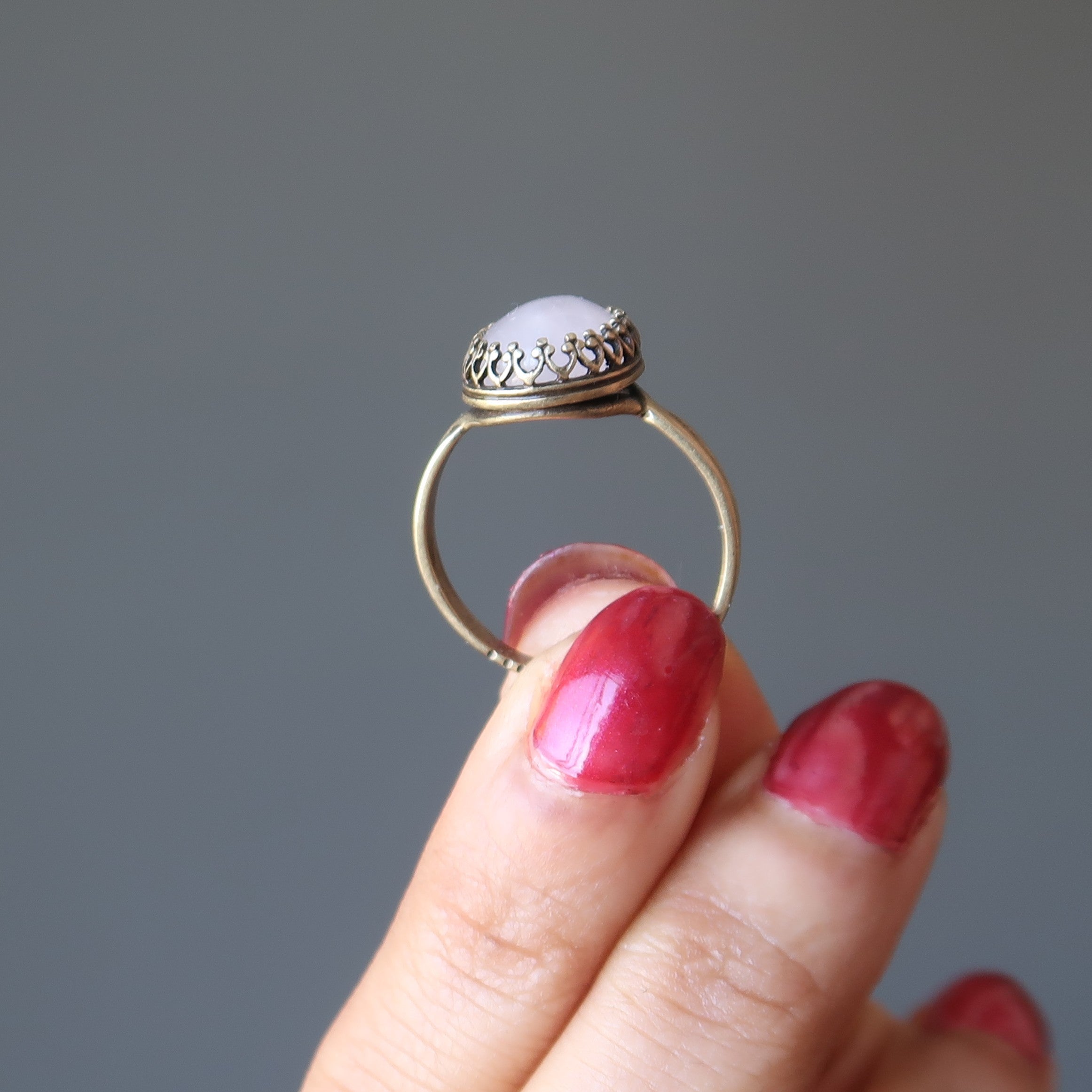 Rosenquarzring Fokus auf Liebe Messing Verstellbar
