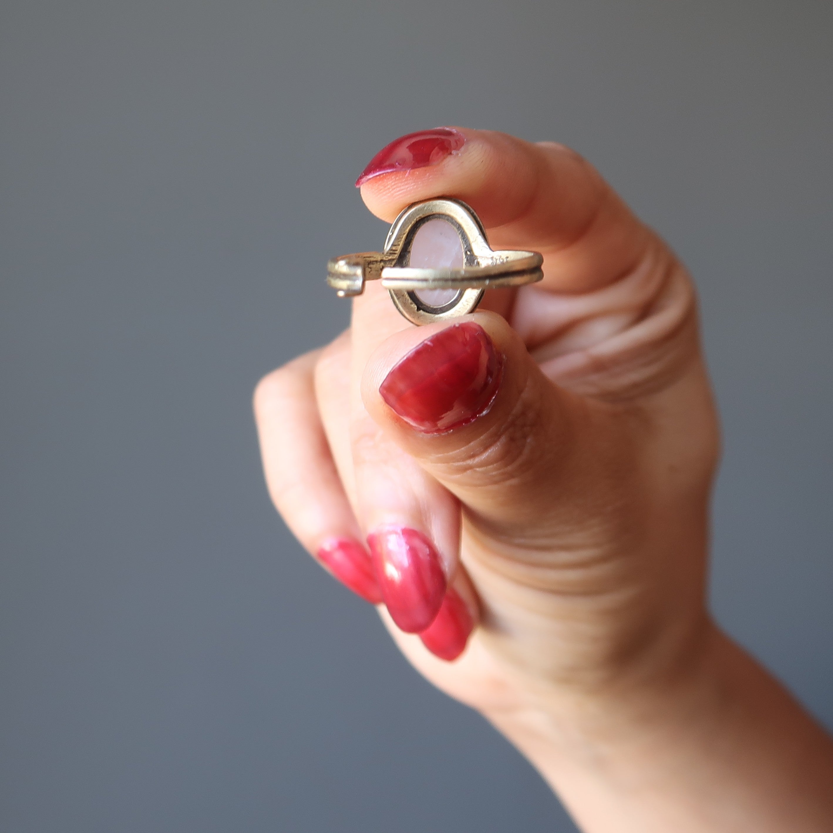 Rosenquarzring Fokus auf Liebe Messing Verstellbar