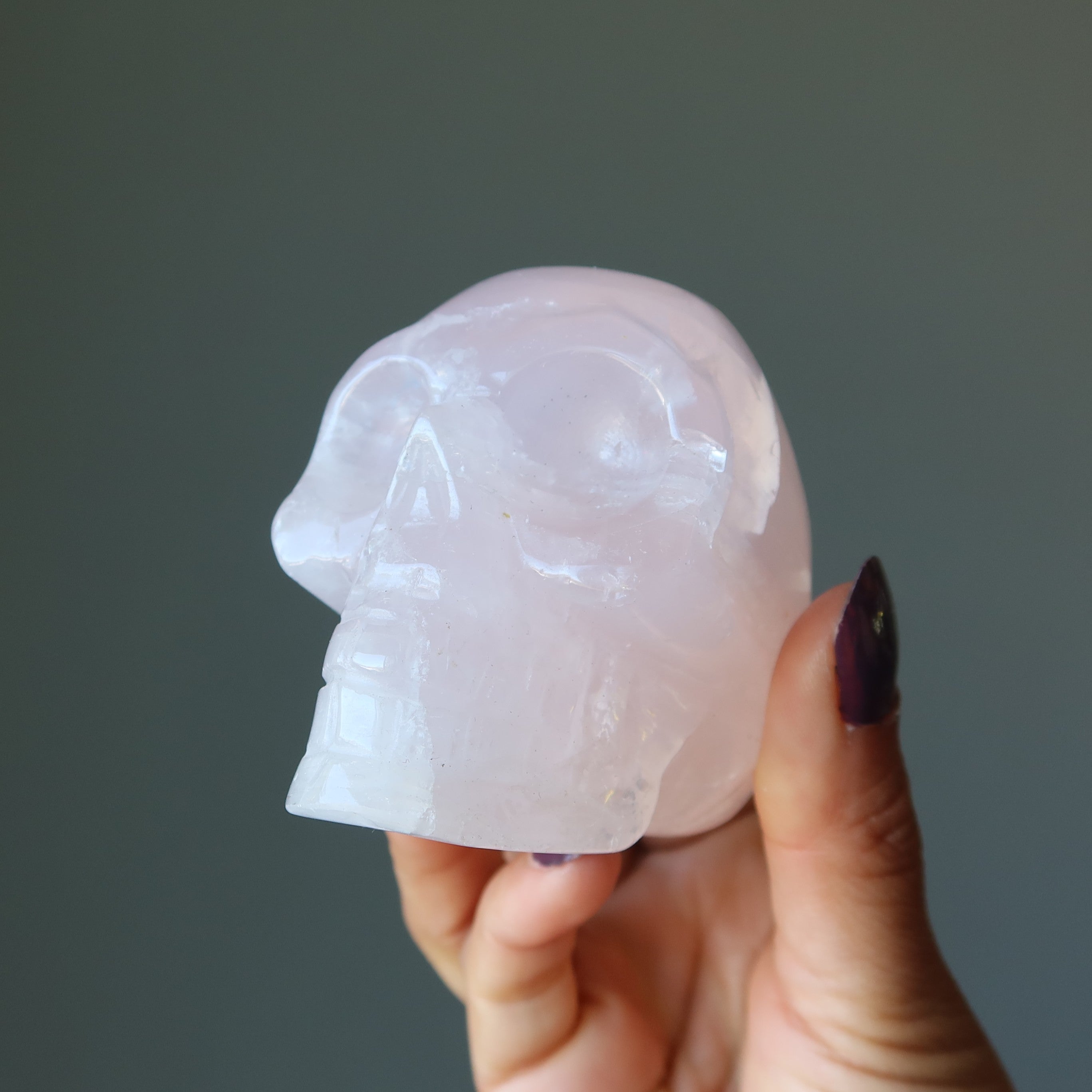 Rose Quartz Skull Love Serenity Crystal Carving