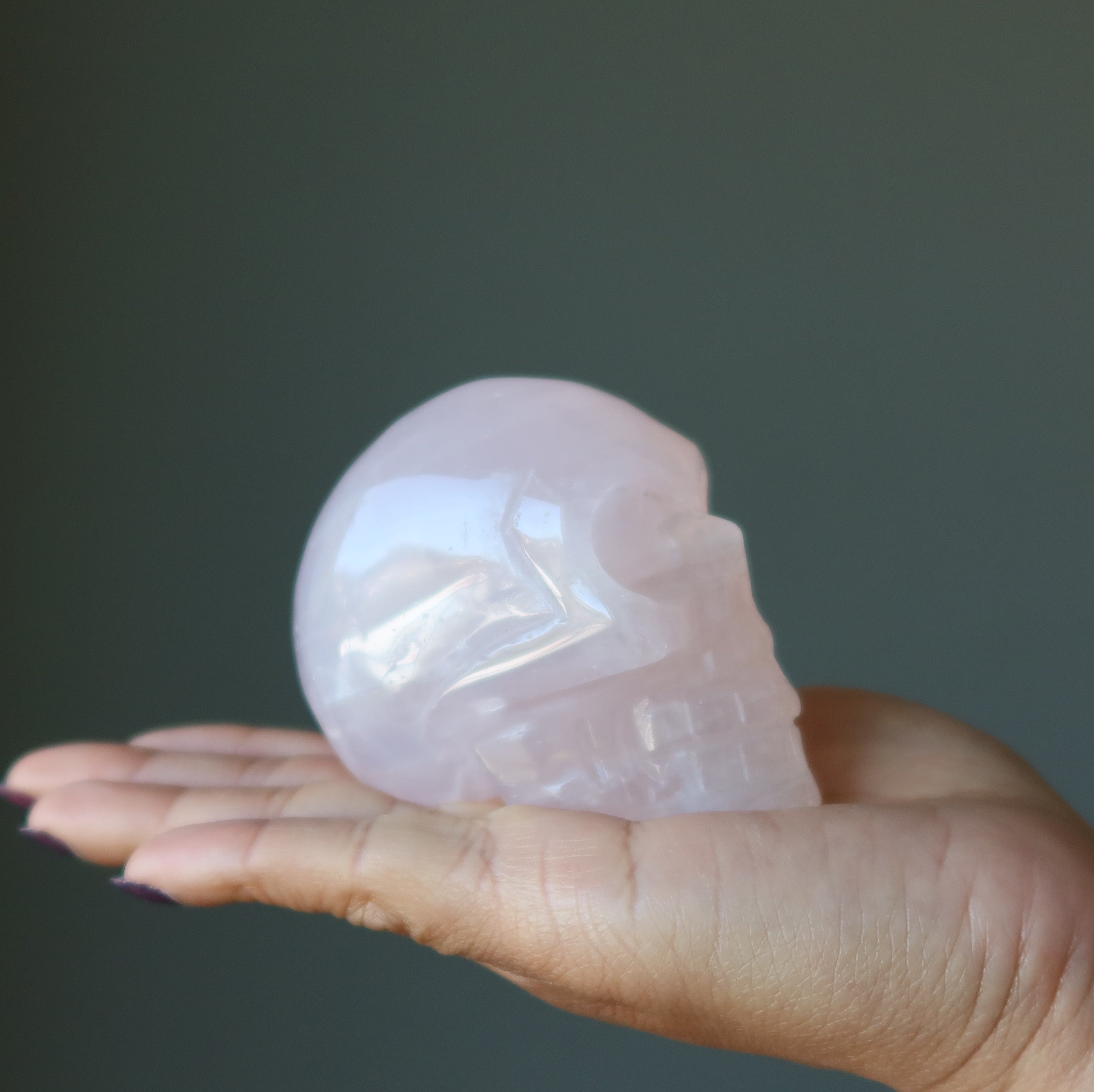 Rose Quartz Skull Love Serenity Crystal Carving