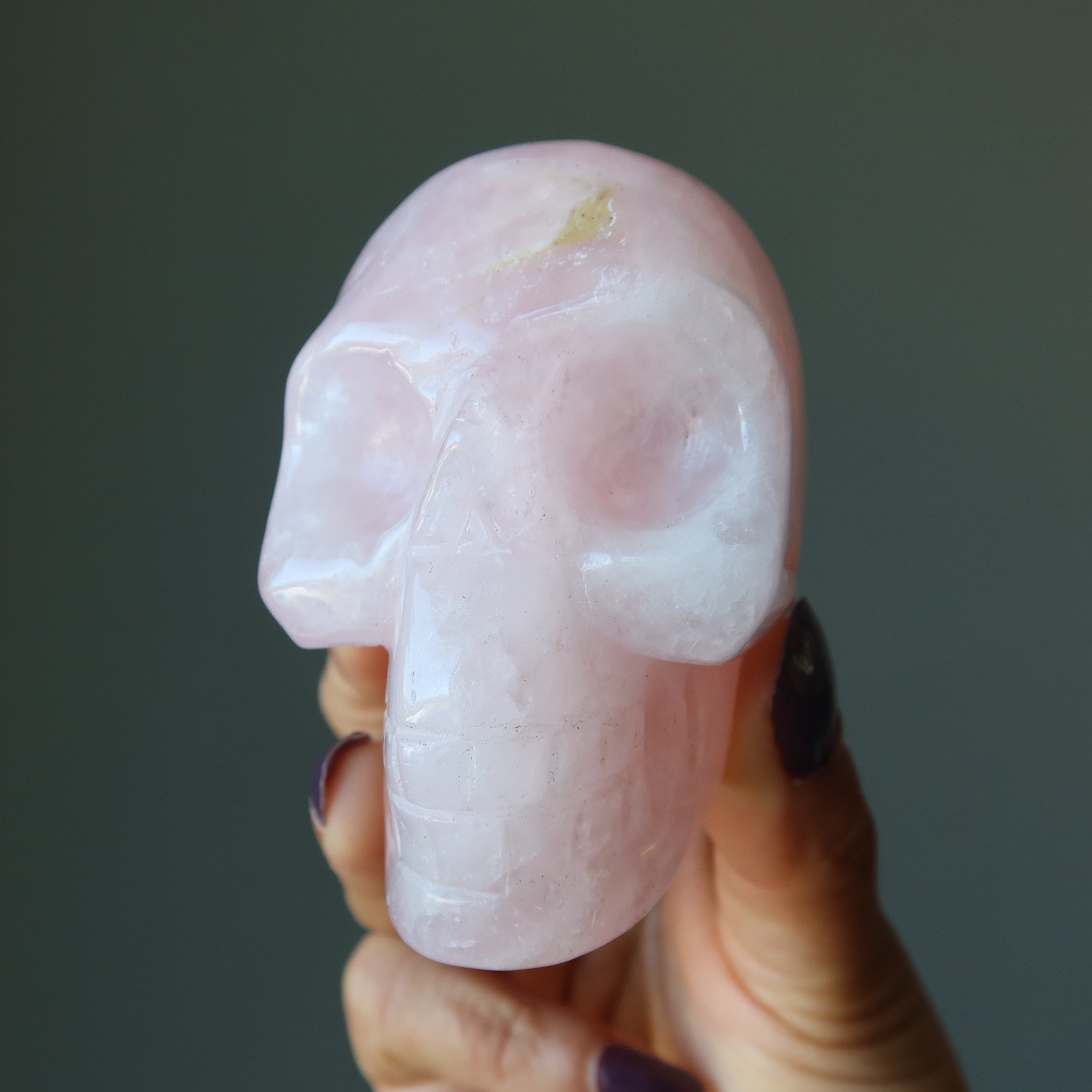 Rose Quartz Skull Love Serenity Crystal Carving