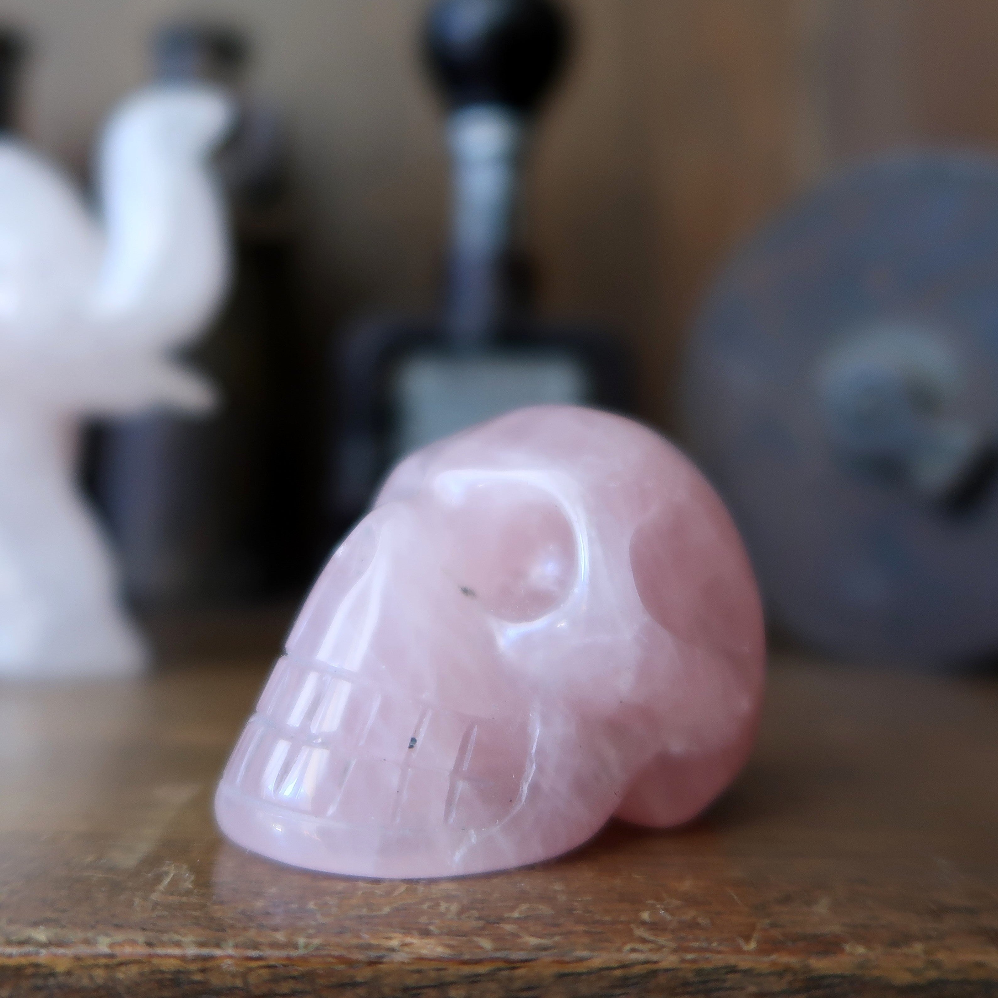 Rose Quartz Skull Love Serenity Crystal Carving