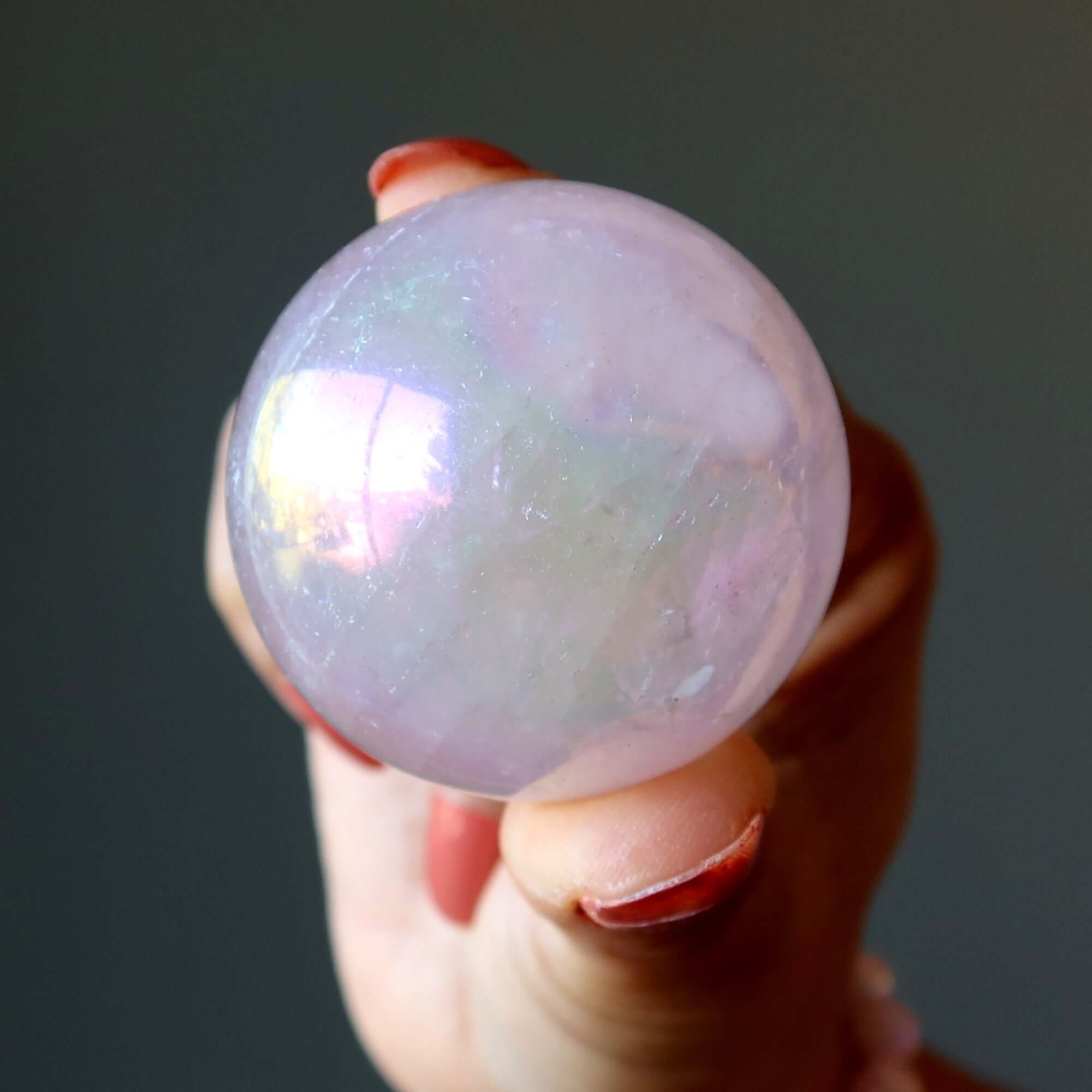 Rose Quartz Sphere Rainbow Aura Unicorn Crystal Ball