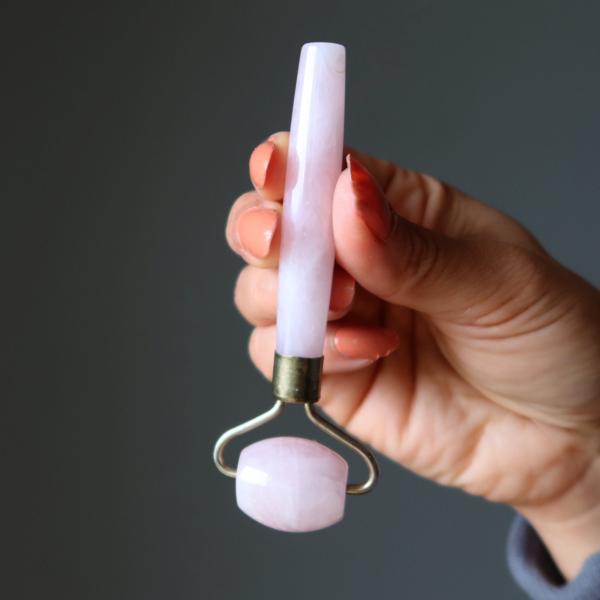 Rouleau de Massage en Quartz Rose pour le Visage, Soin Personnel, Pierre d'Amour