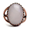 Rosenquarz Ring Zeitloses Antik-Kupfer Verstellbar