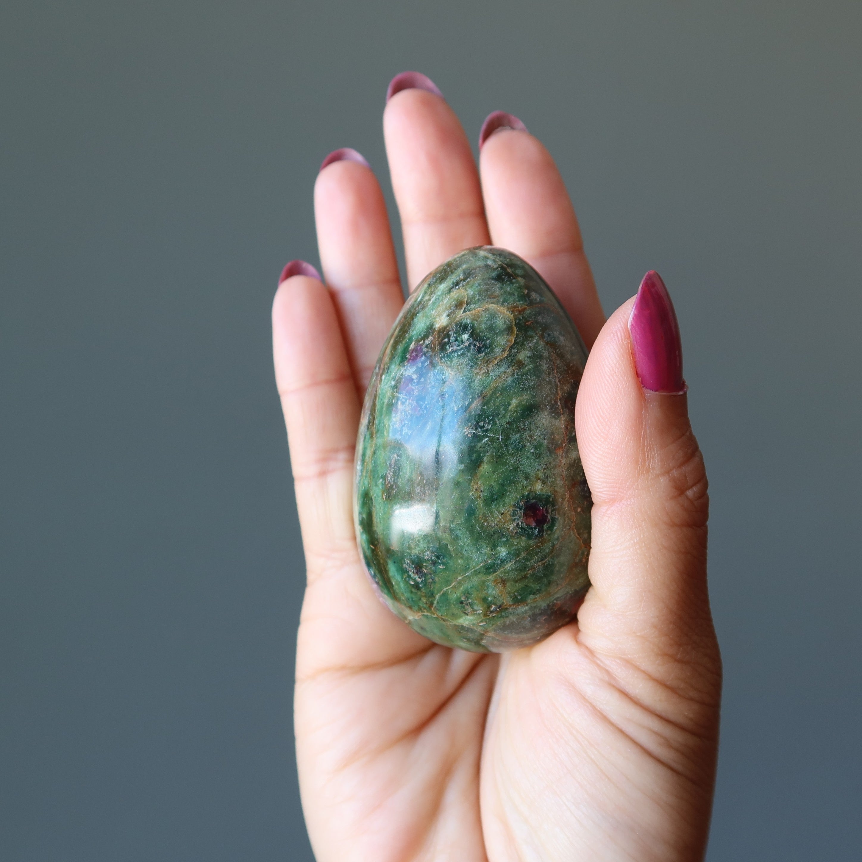 Ruby Fuchsite Egg Forest Green Fresh Start Fairytale Crystal