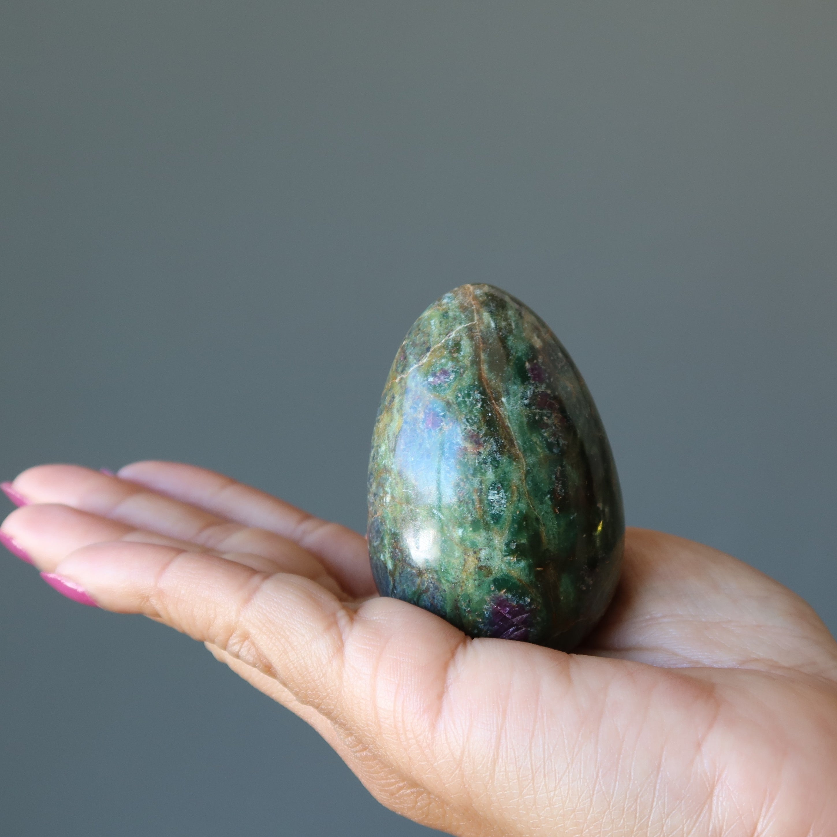 Ruby Fuchsite Egg Forest Green Fresh Start Fairytale Crystal