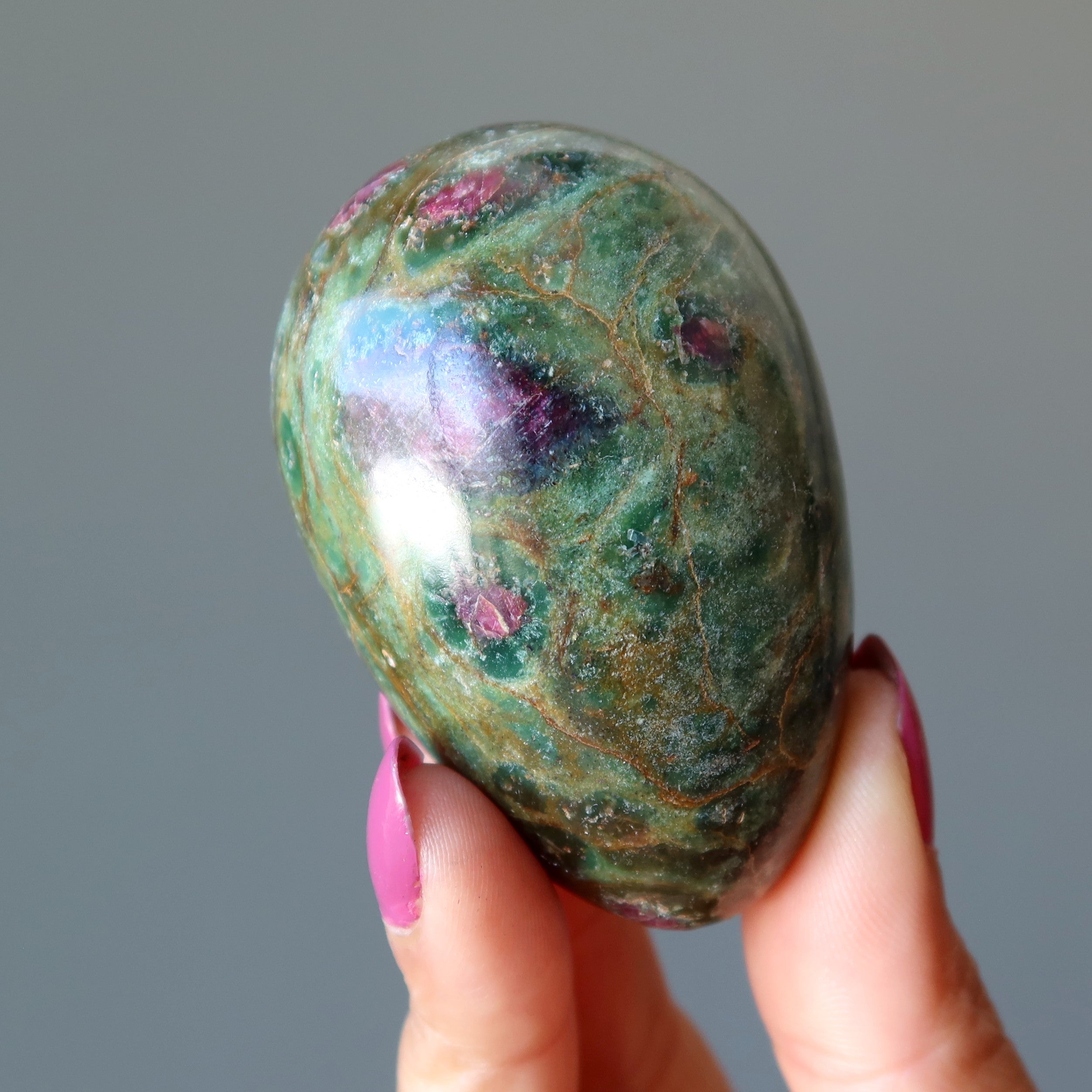 Ruby Fuchsite Egg Forest Green Fresh Start Fairytale Crystal