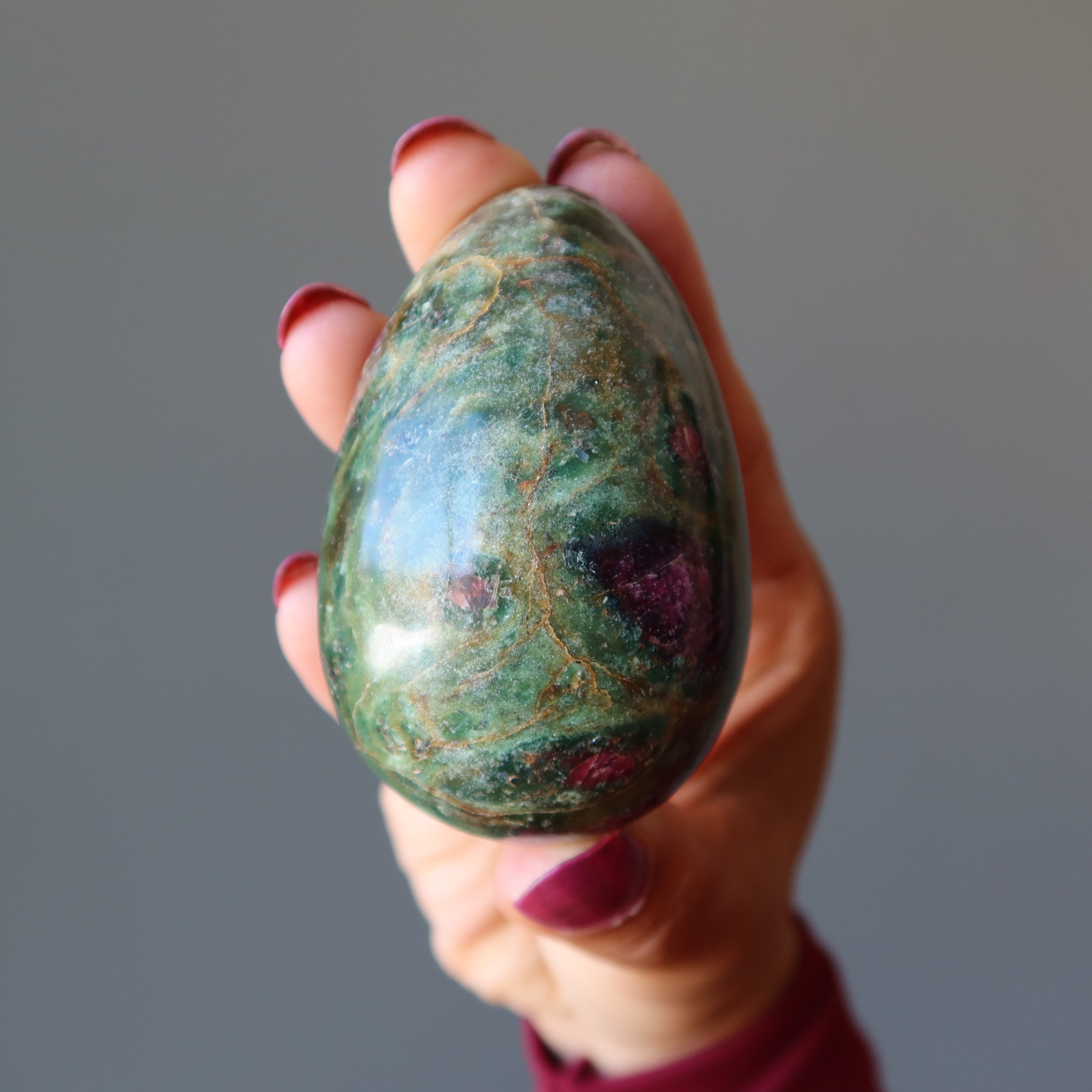 Ruby Fuchsite Egg Forest Green Fresh Start Fairytale Crystal