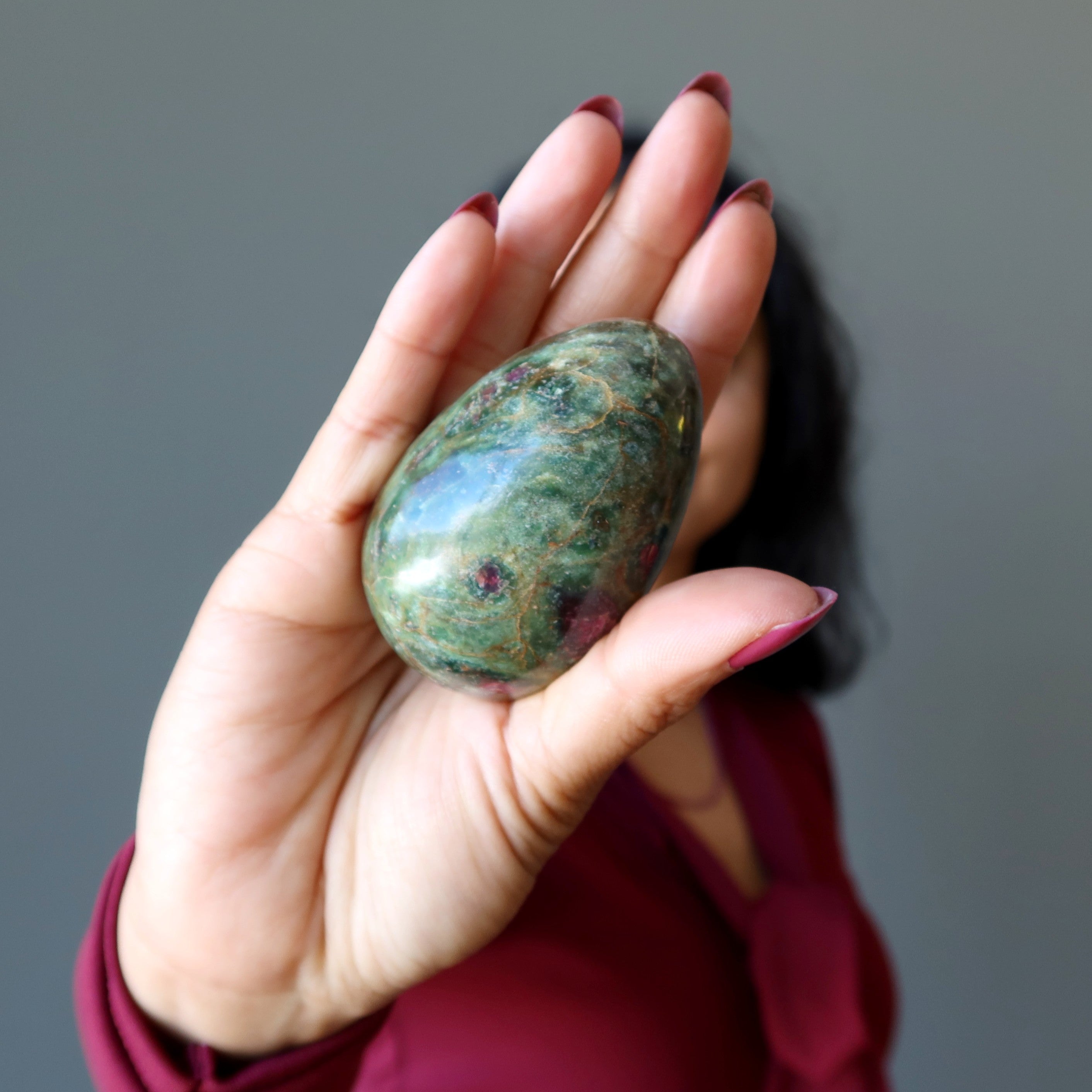 Ruby Fuchsite Egg Forest Green Fresh Start Fairytale Crystal