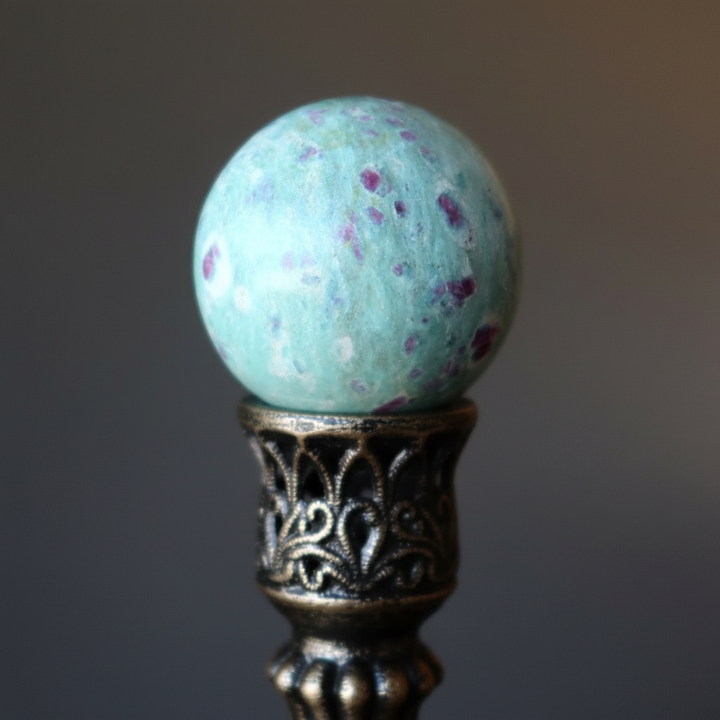 Sphère de rubis fuchsite Boule de cristal Vert pré clair
