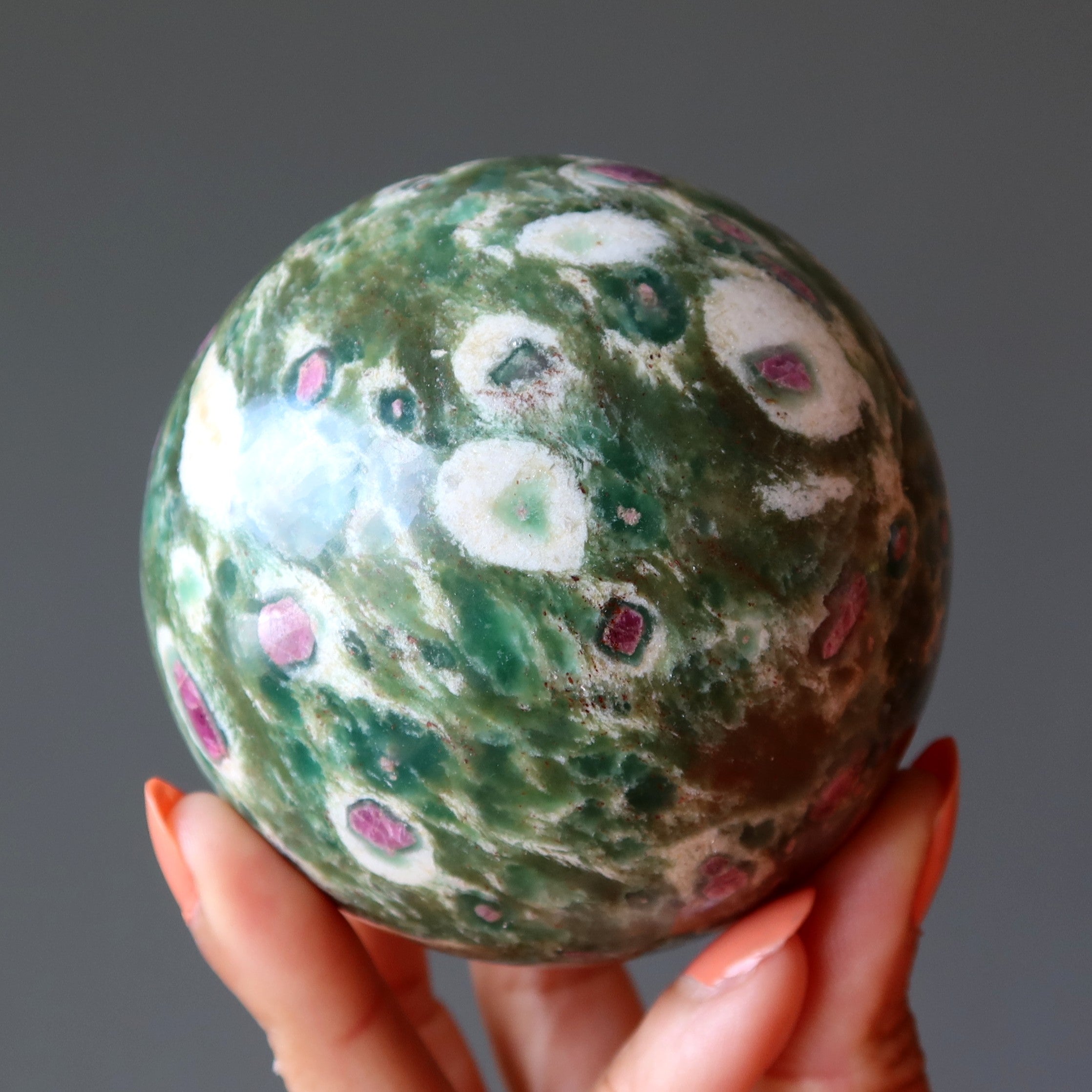 Ruby Fuchsite Sphere Green Lovers Royal Passion Crystal Ball