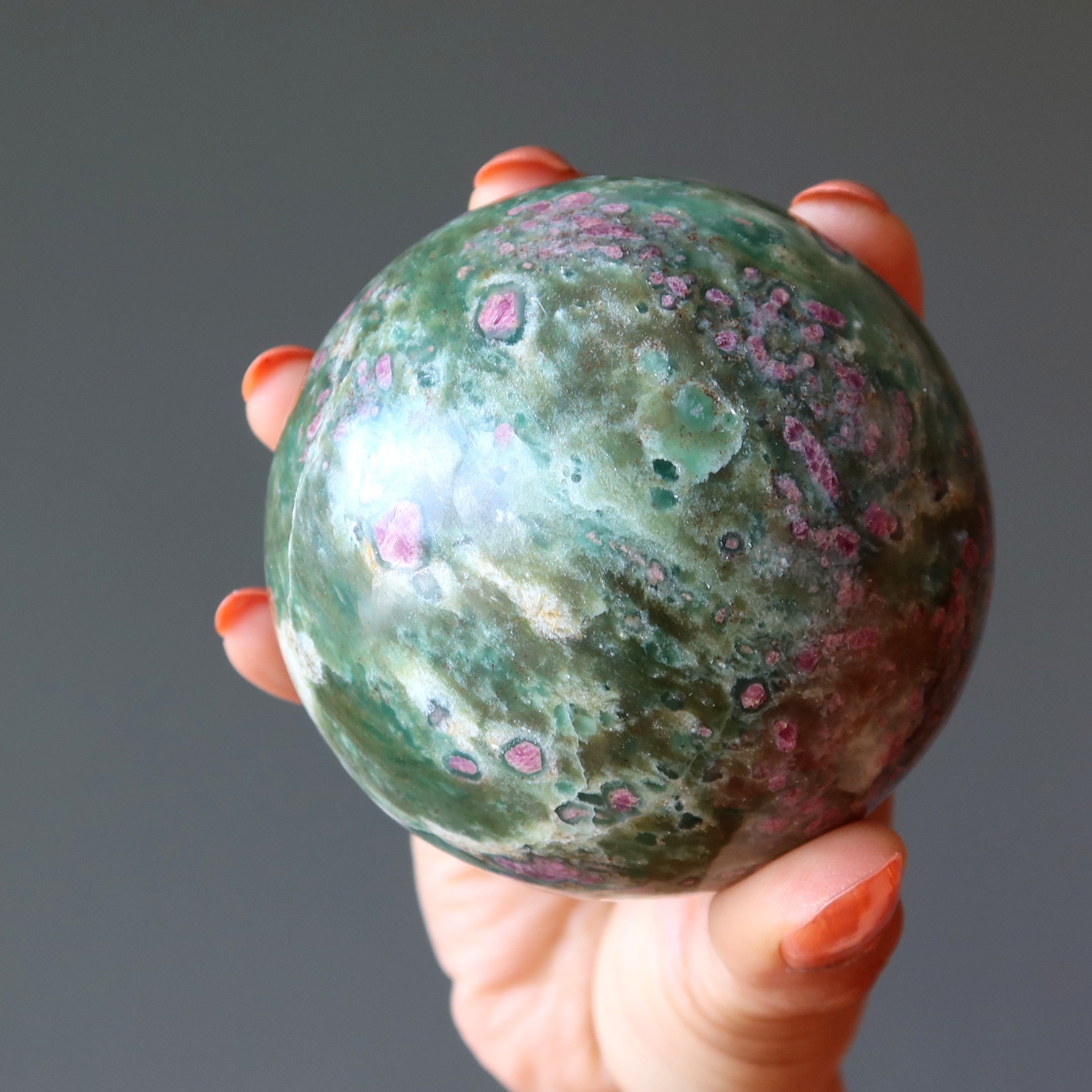 Ruby Fuchsite Sphere Green Lovers Royal Passion Crystal Ball