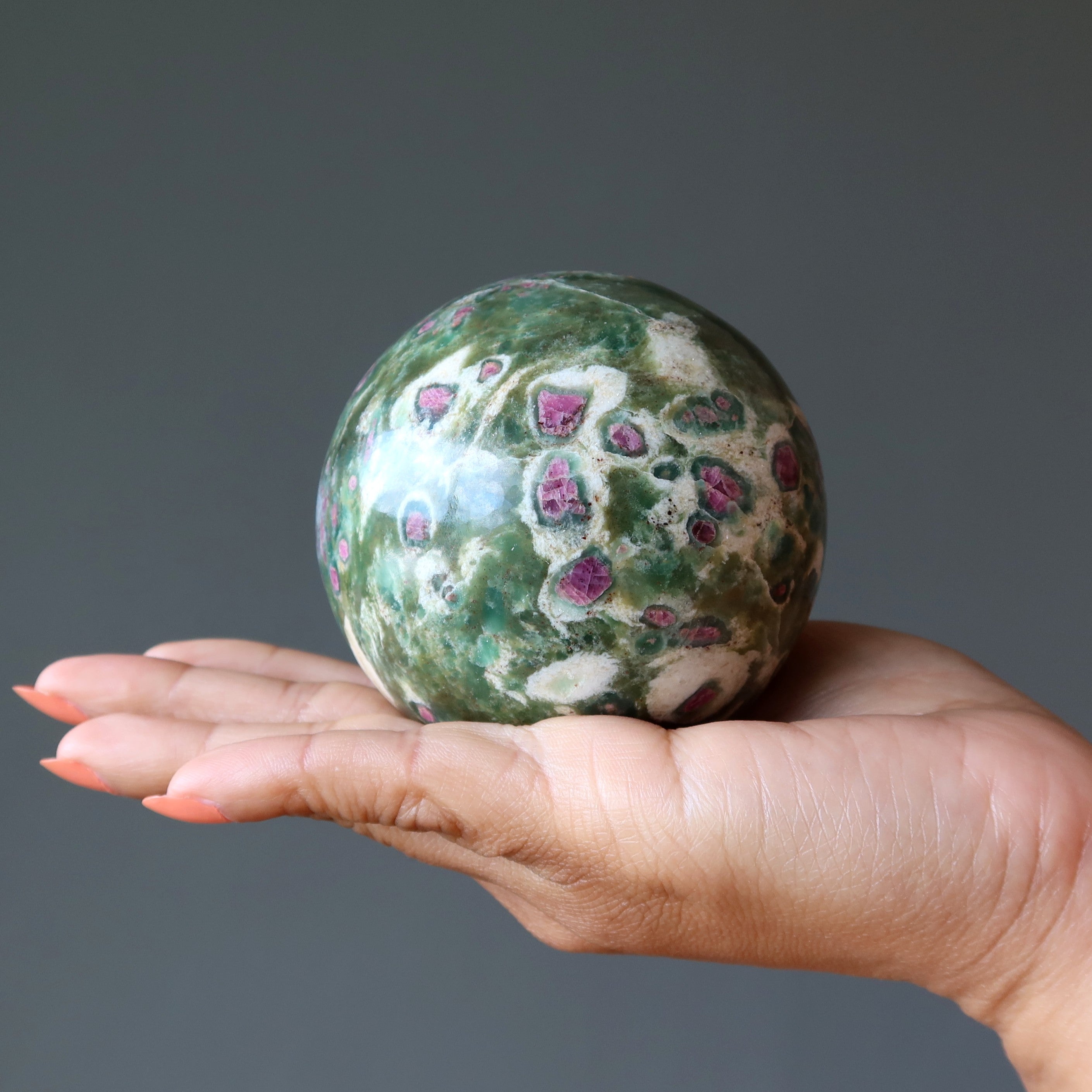 Ruby Fuchsite Sphere Green Lovers Royal Passion Crystal Ball