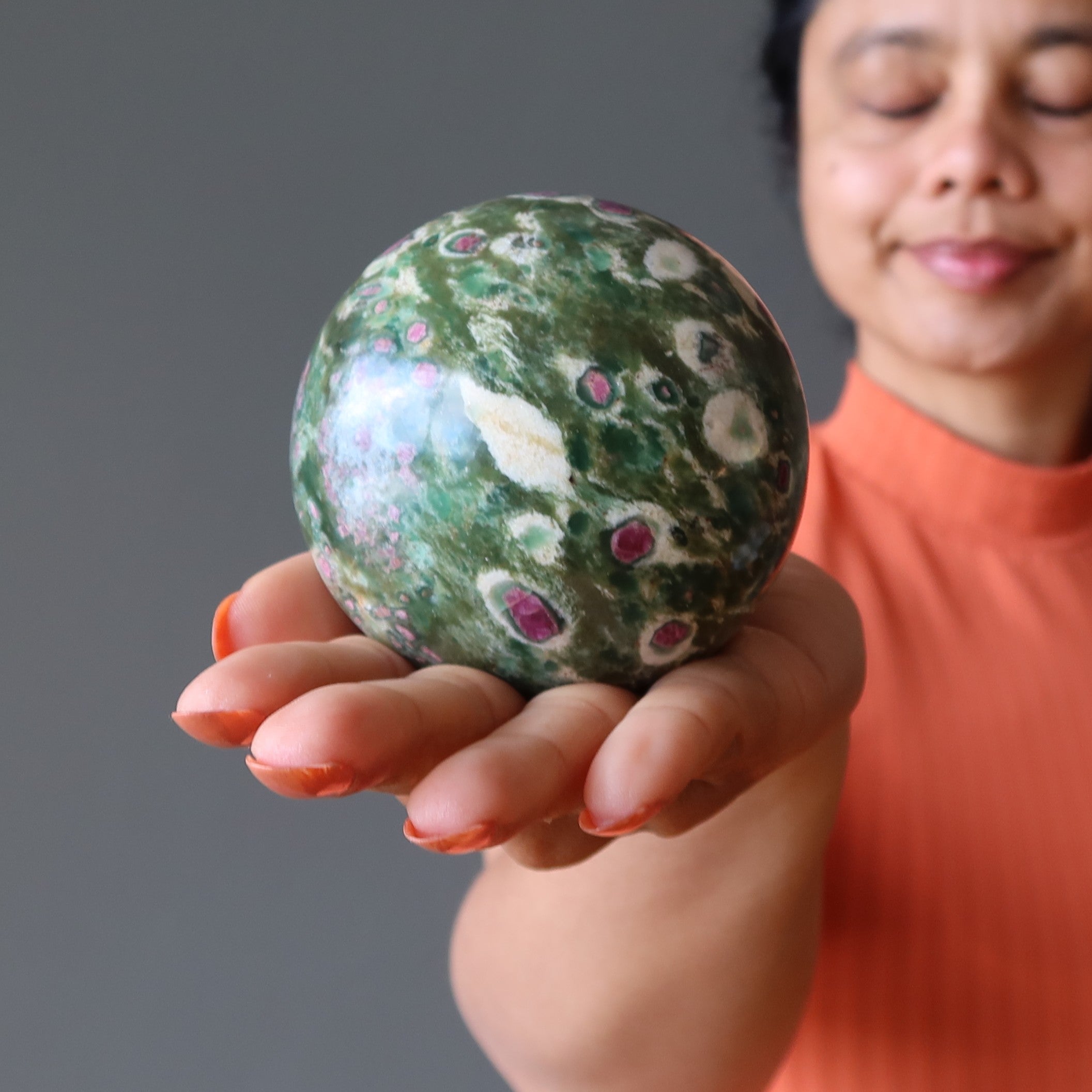 Ruby Fuchsite Sphere Green Lovers Royal Passion Crystal Ball