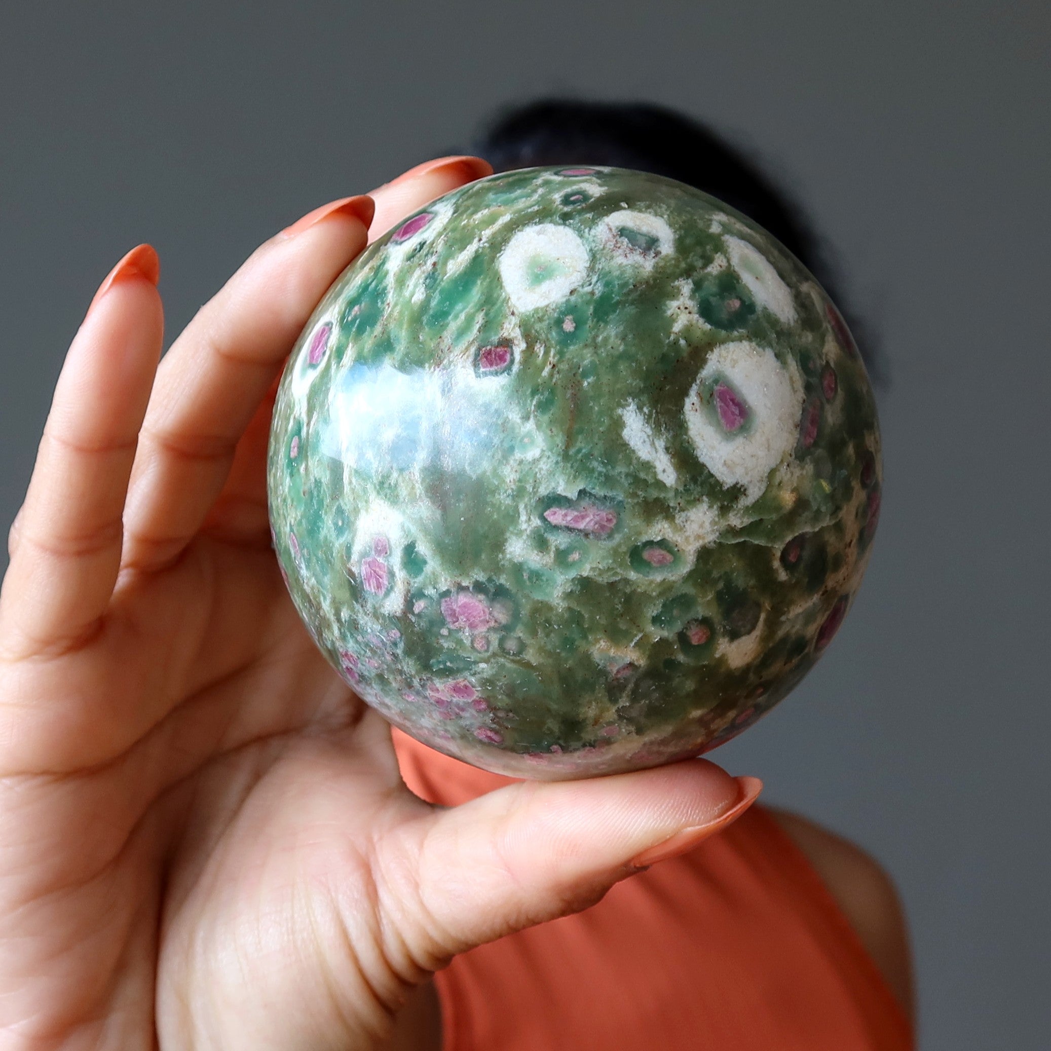 Ruby Fuchsite Sphere Green Lovers Royal Passion Crystal Ball