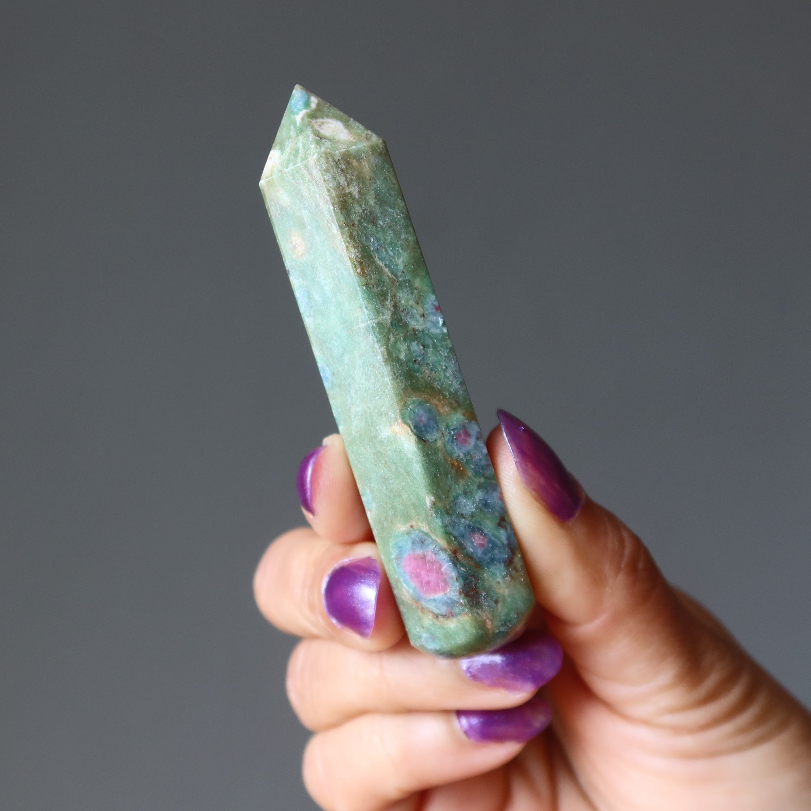 Ruby Fuchsite Wand Chakra Healing Generator Point Gemstone