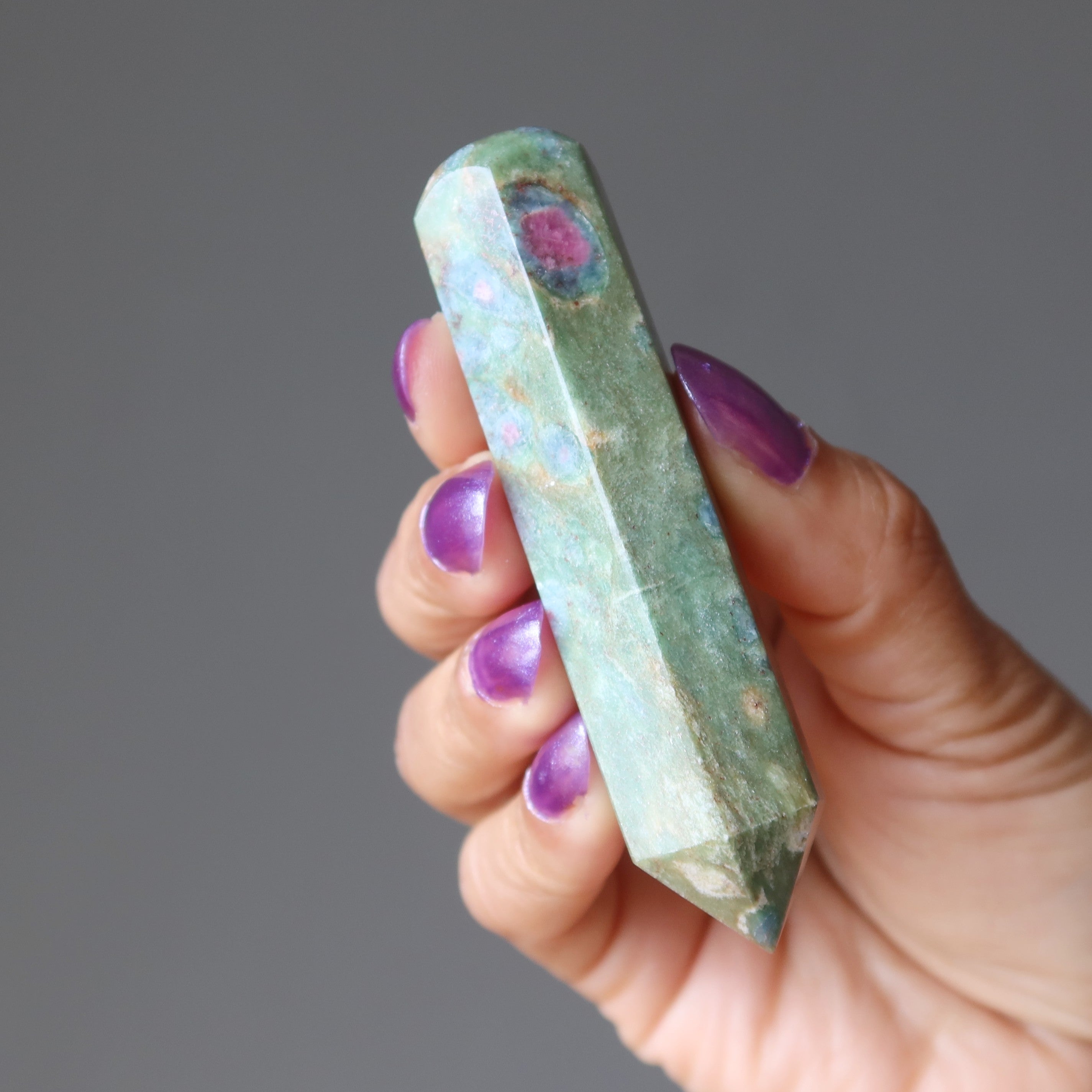 Ruby Fuchsite Wand Chakra Healing Generator Point Gemstone