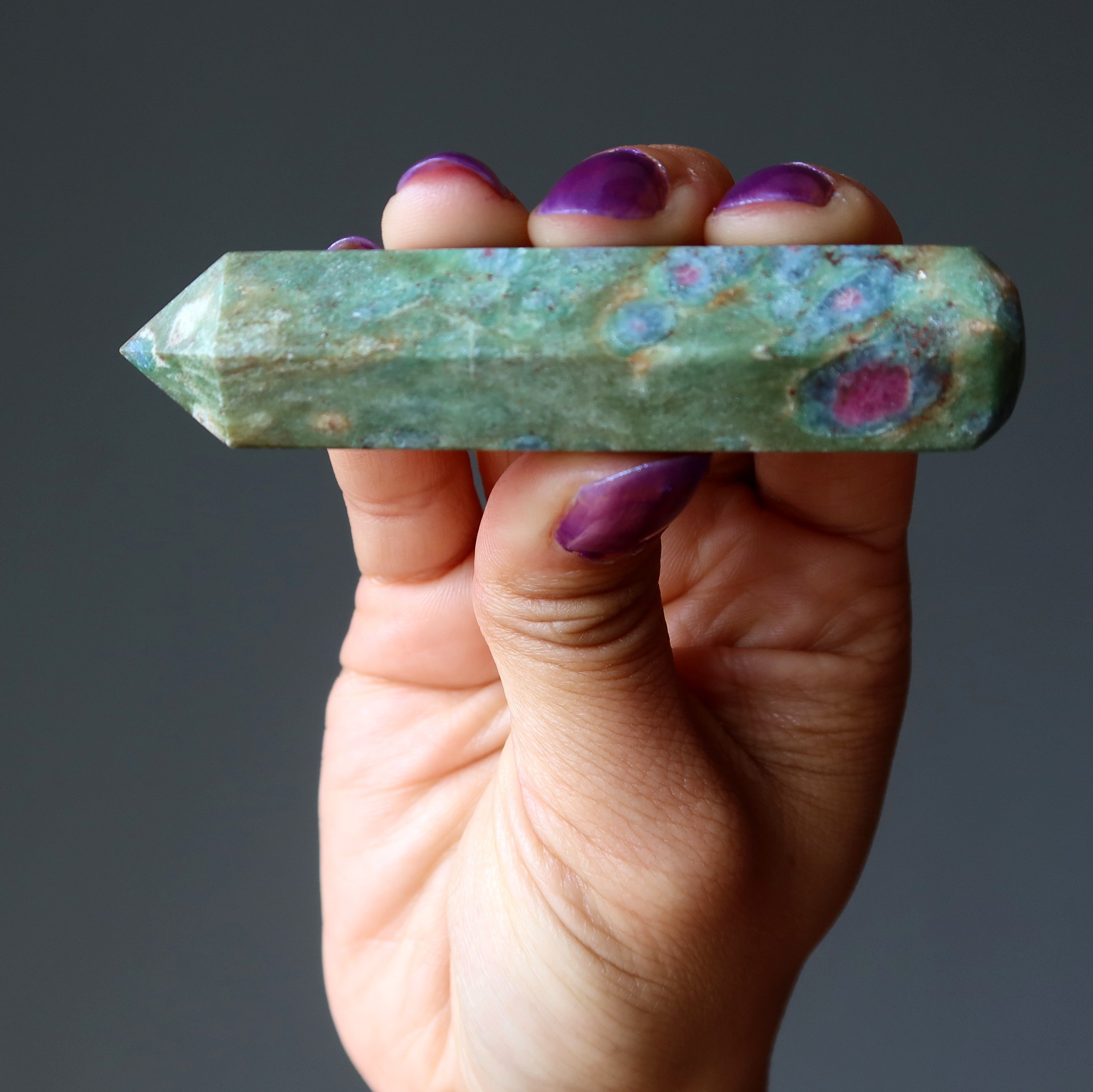 Ruby Fuchsite Wand Chakra Healing Generator Point Gemstone