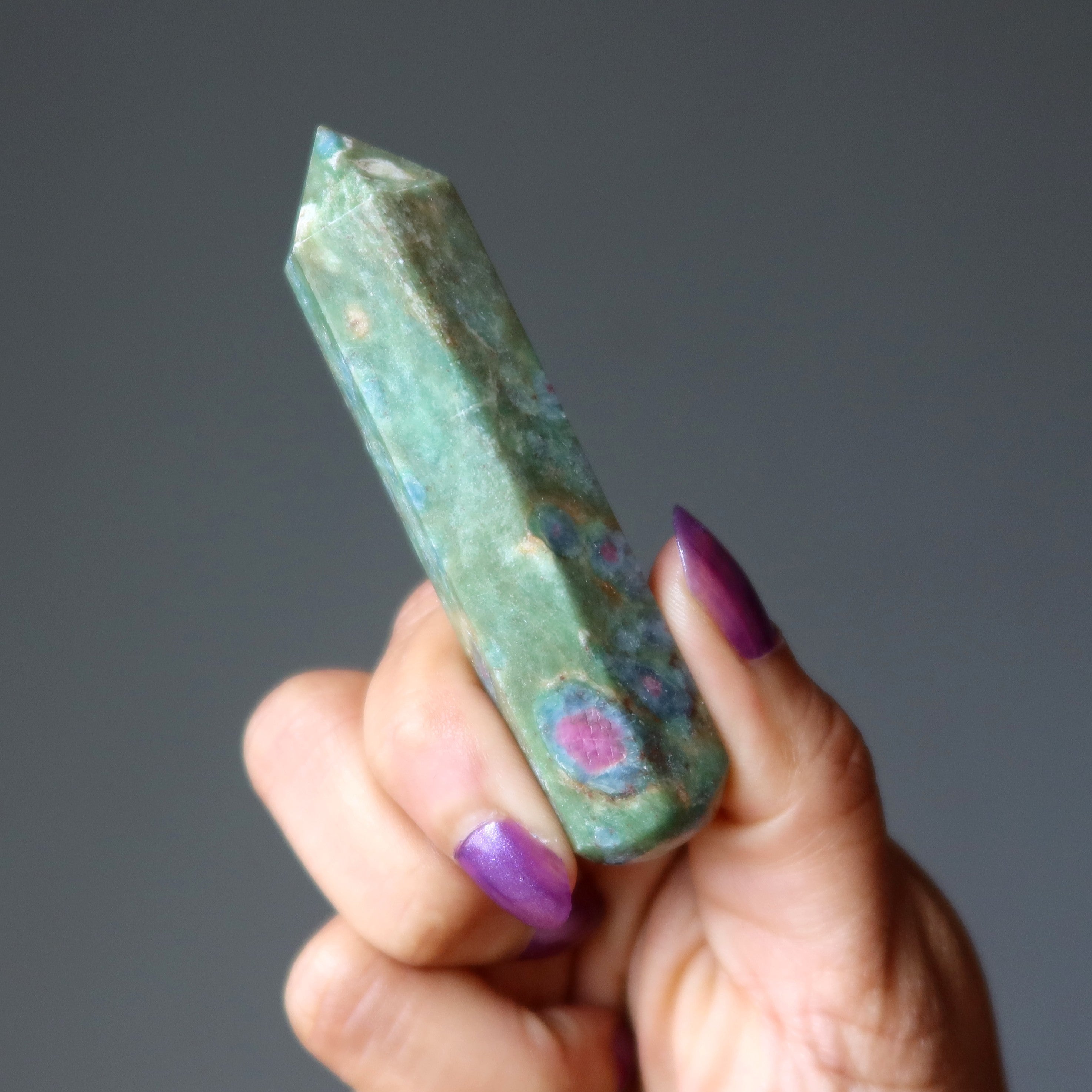 Ruby Fuchsite Wand Chakra Healing Generator Point Gemstone