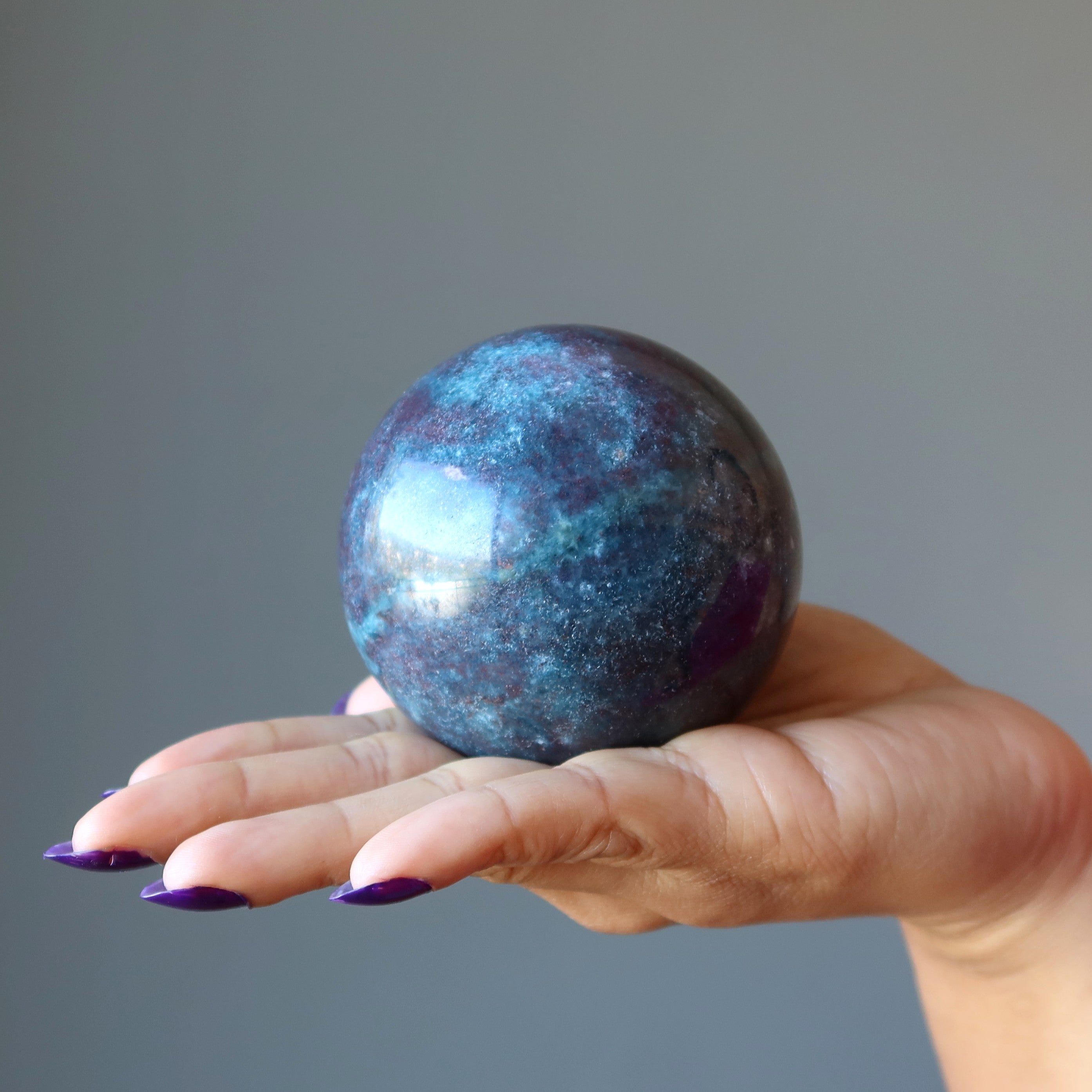 Ruby Kyanite Sphere Blue Red Royalty Crystal Ball