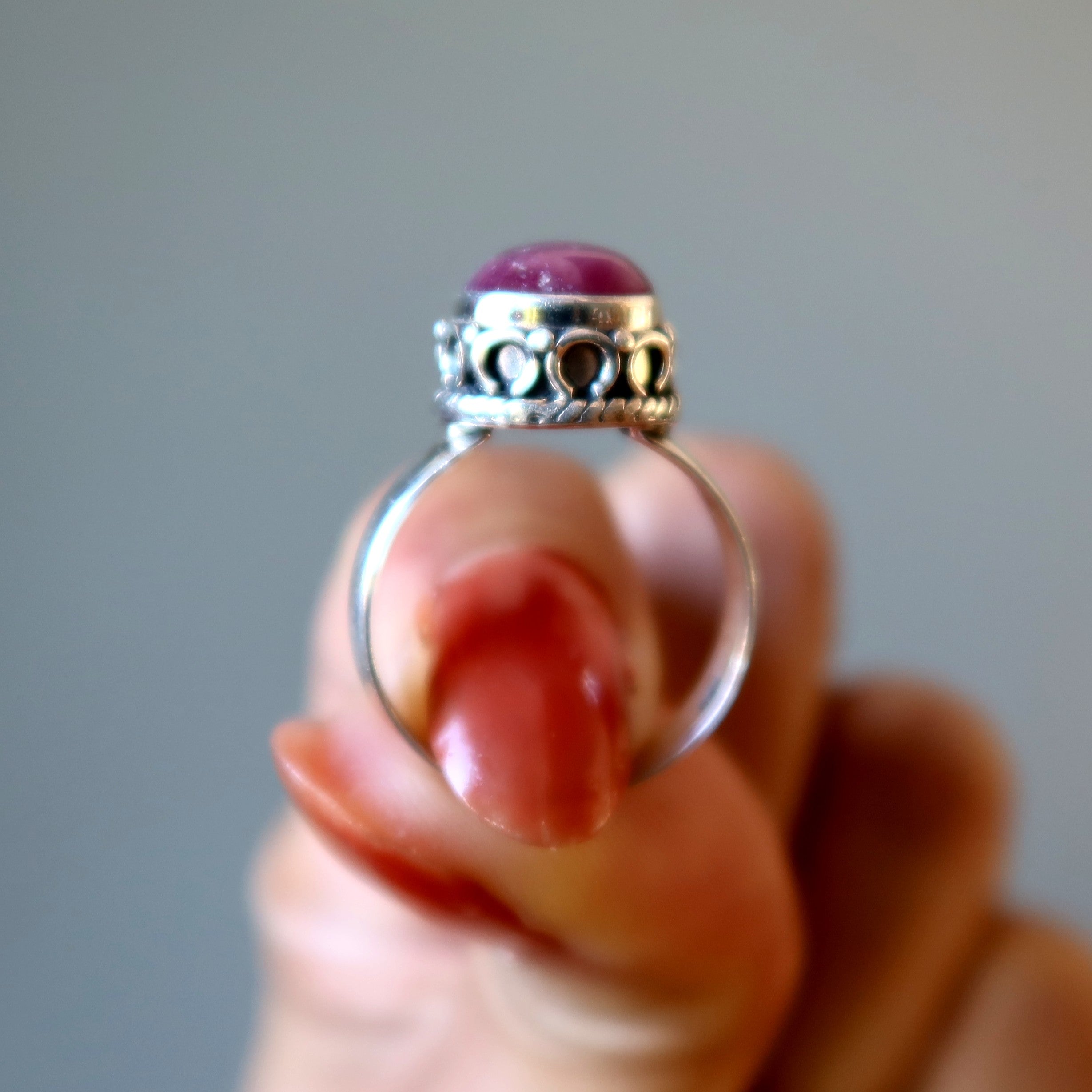 Red Ruby Ring Dancing Star Kisses True Love Sterling Silver