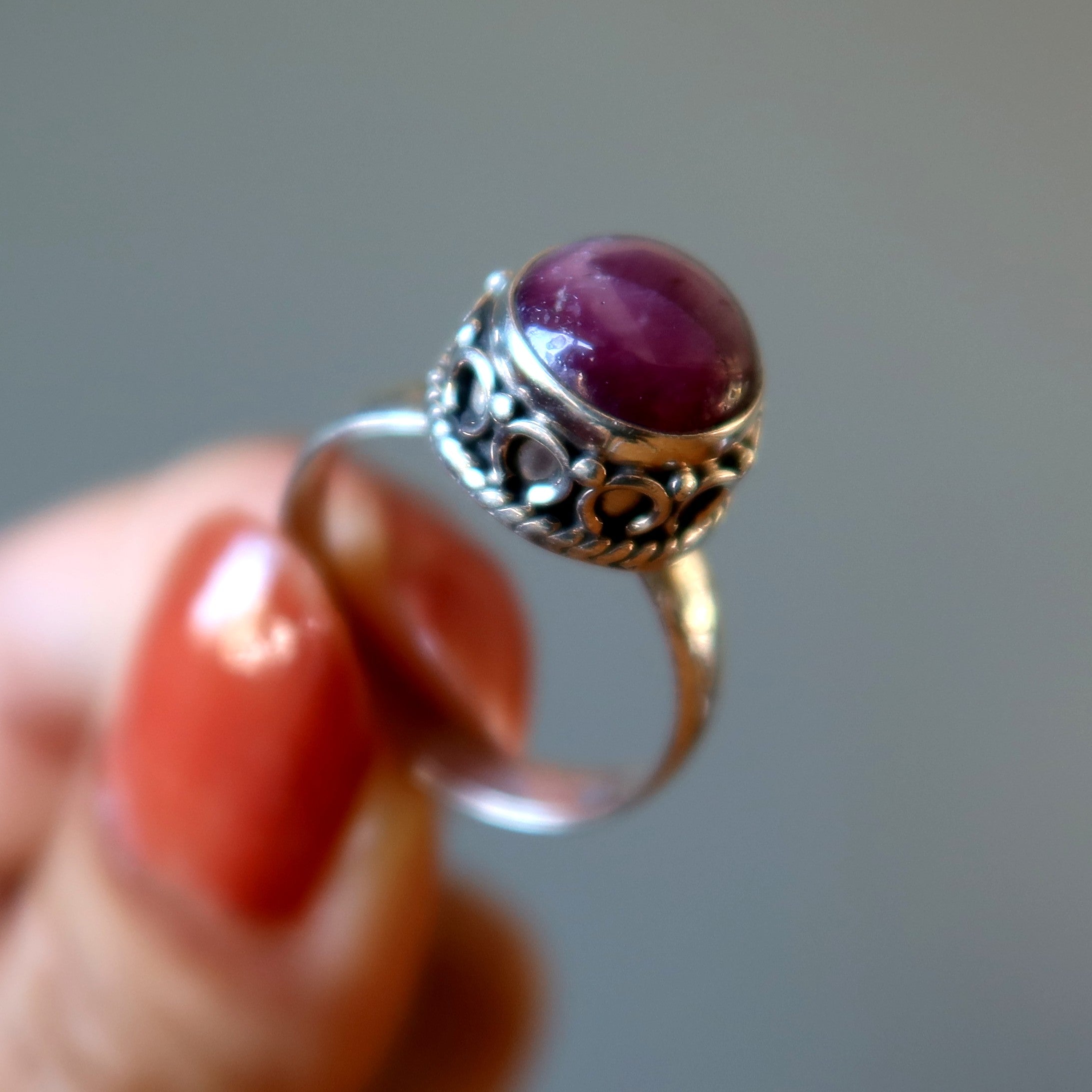 Red Ruby Ring Dancing Star Kisses True Love Sterling Silver