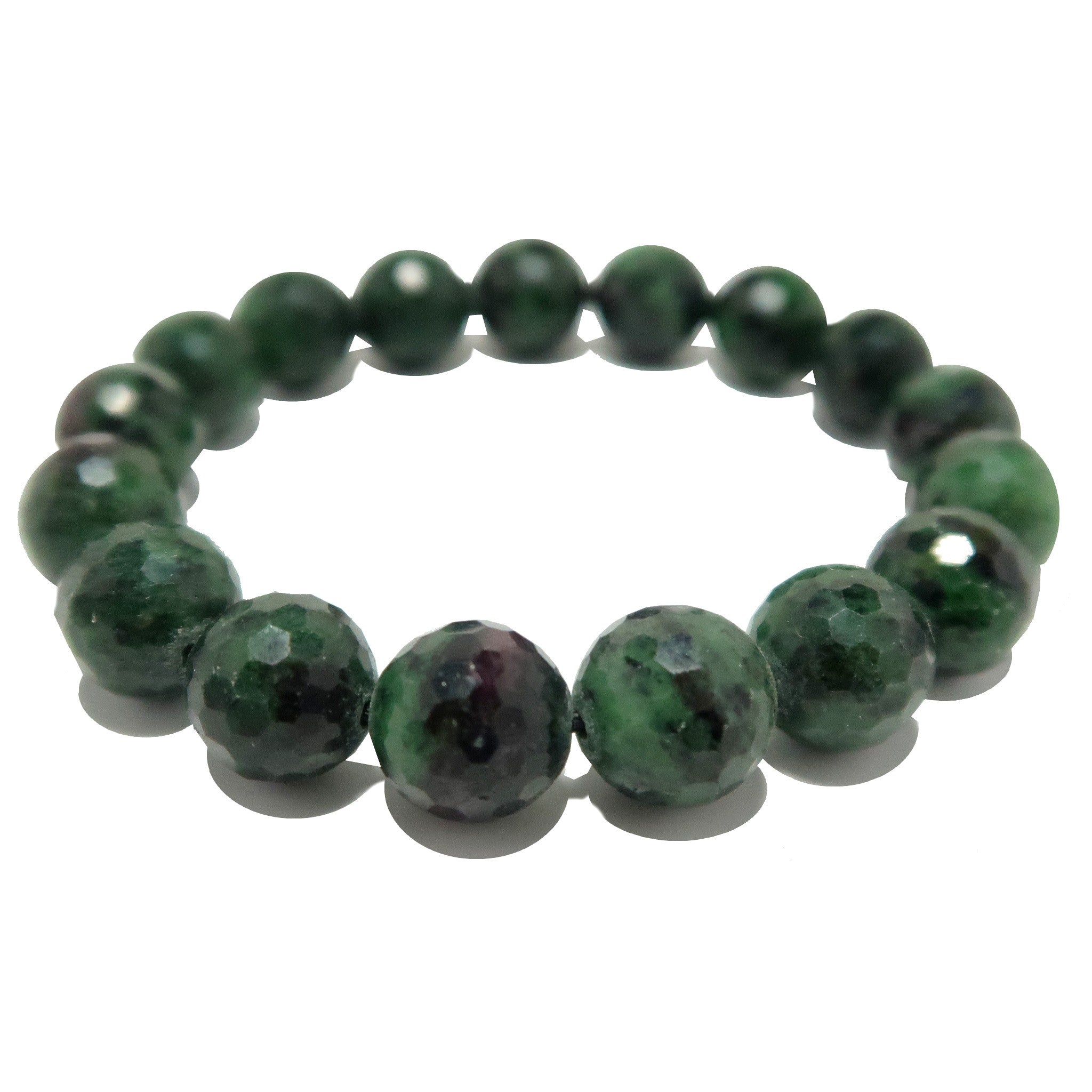Rubin-Zoisit Armband Reiche grüne facettierte Perlen