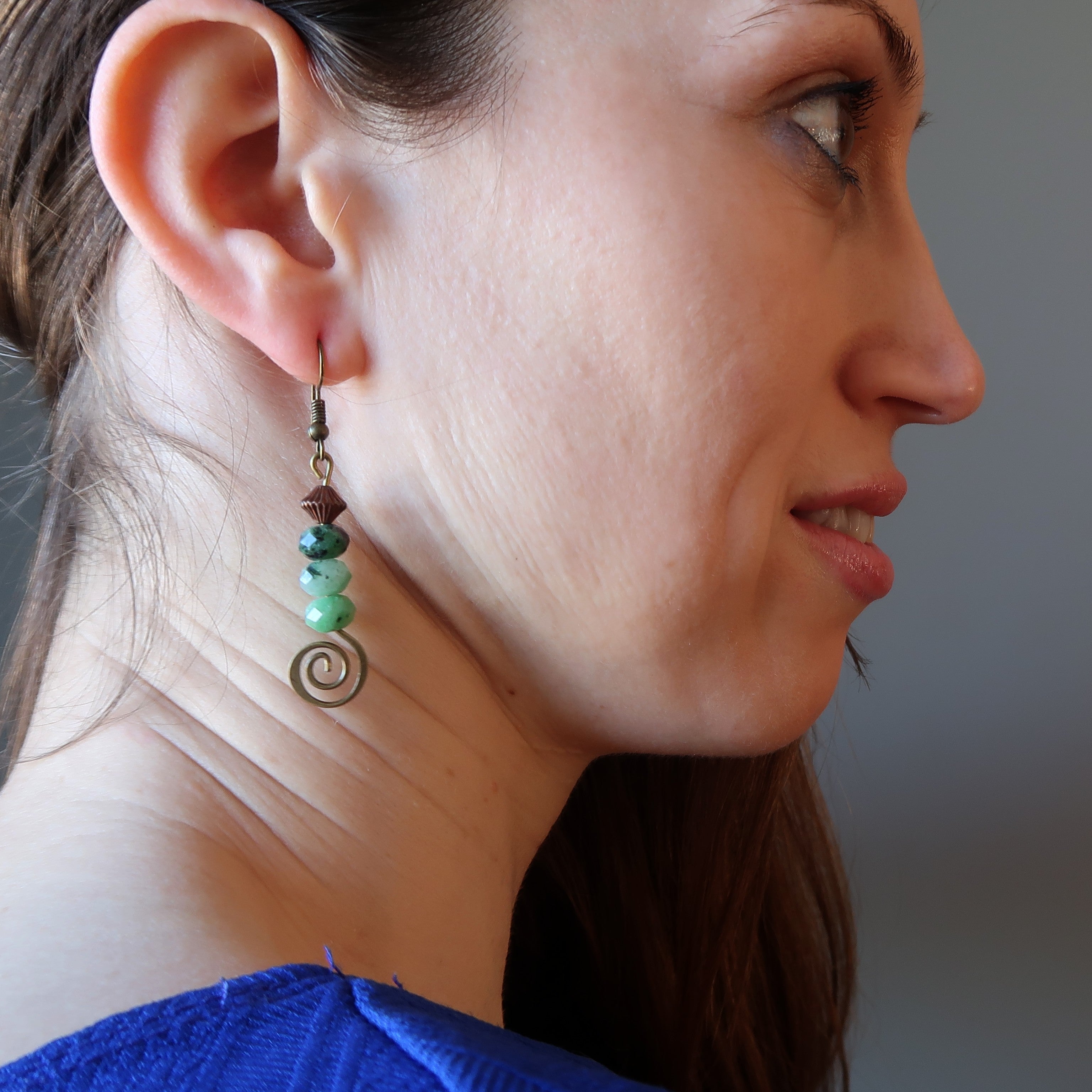 Ruby Zoisite Earrings Spin on Happiness Crystals