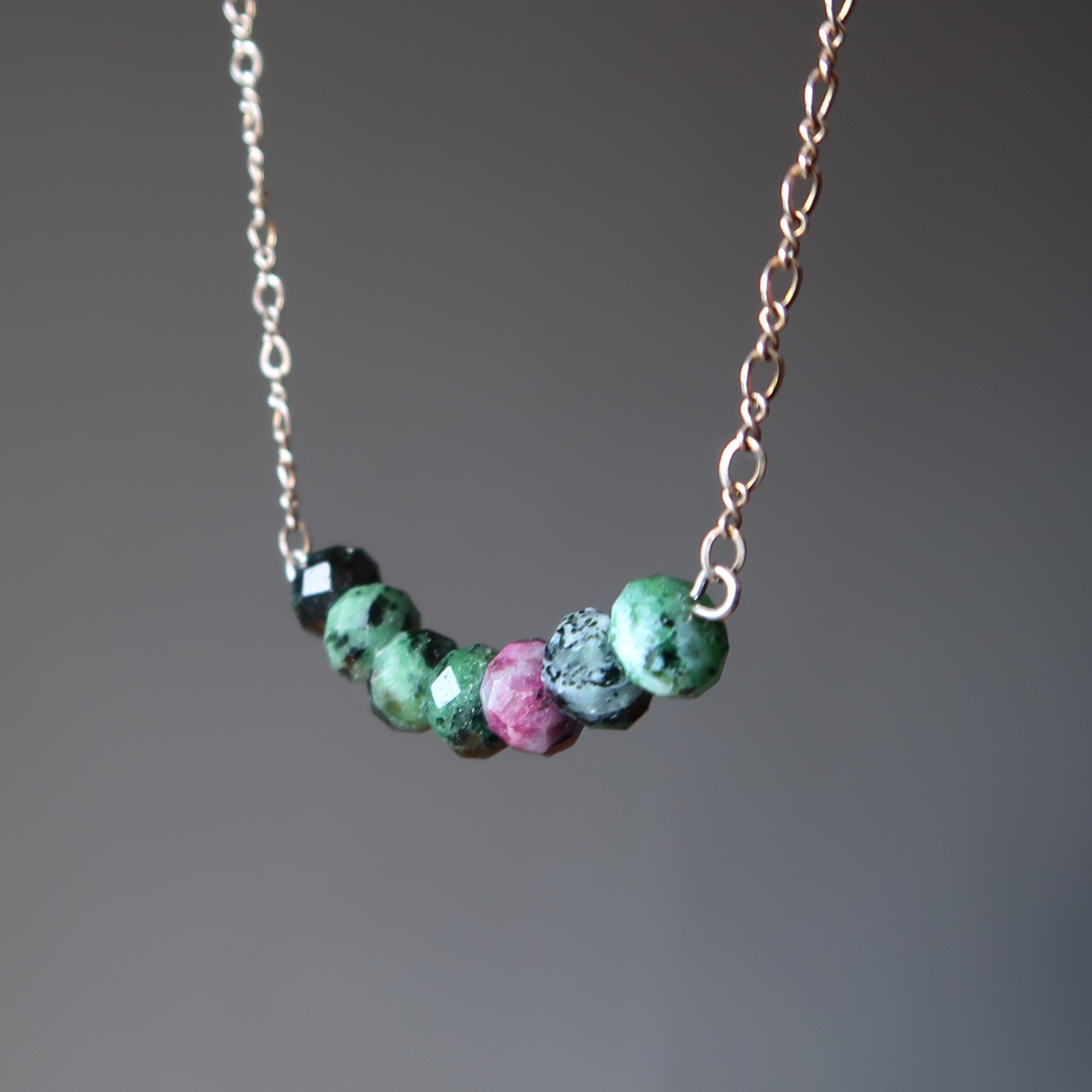 Collier Ruby Zoïsite Amour Chanceux Maillons Argent Sterling