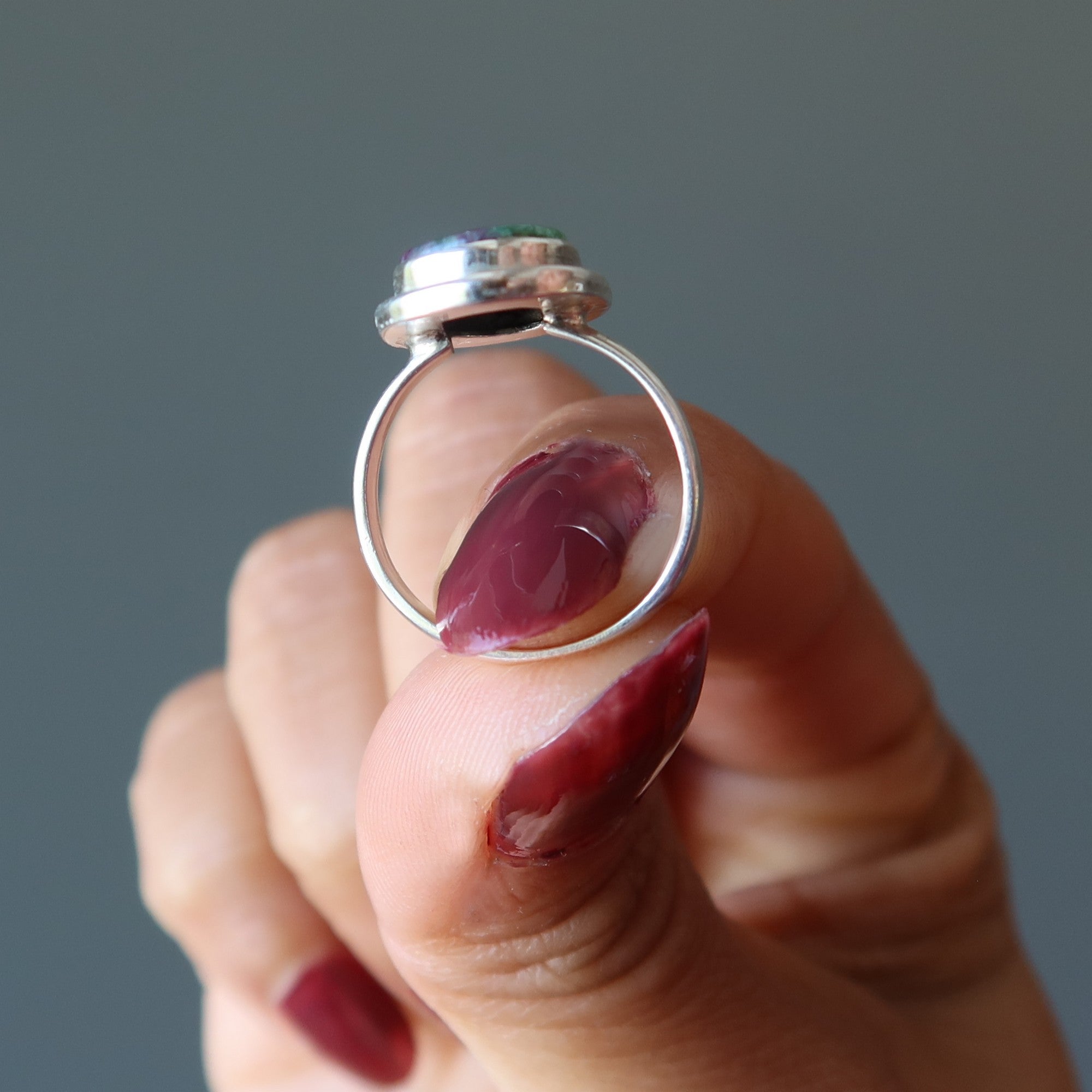 Ruby Zoisite Ring Kisses Sterling Silver Size 6.0