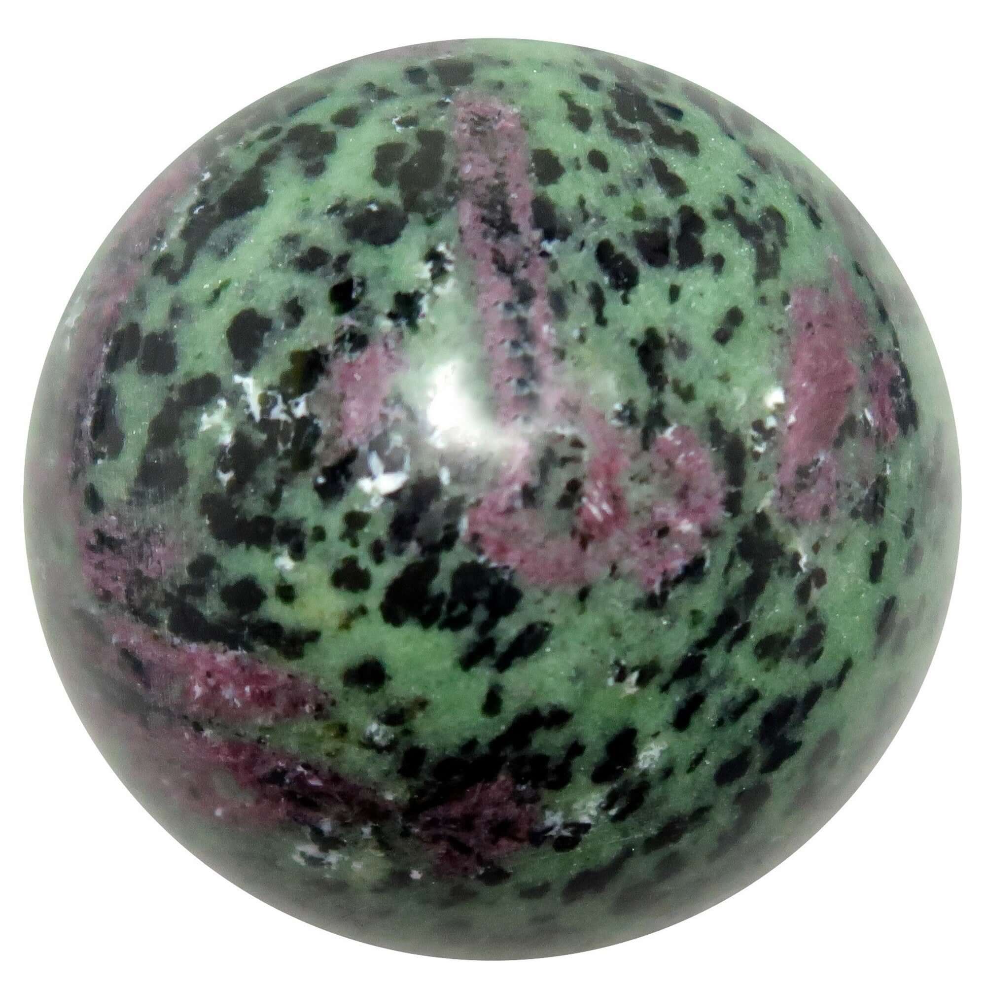 Sphère de rubis zoïsite, boule de cristal d'amour enchanteur