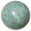 Sphère de rubis fuchsite Boule de cristal Vert pré clair