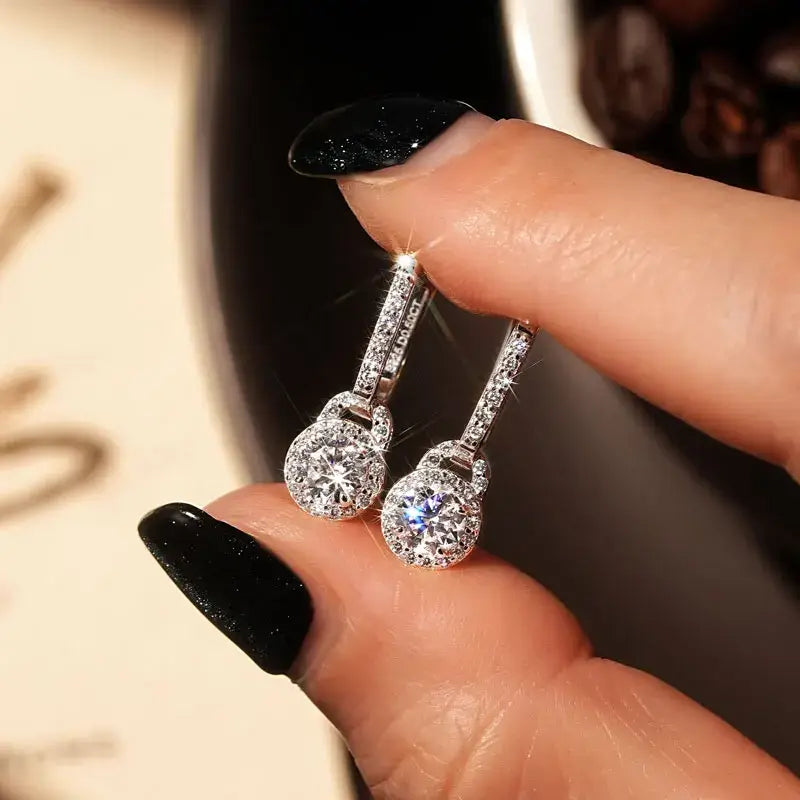 Boucles d'oreilles créoles pendantes en argent sterling S925 avec moissanite 0,5 carat pour femme
