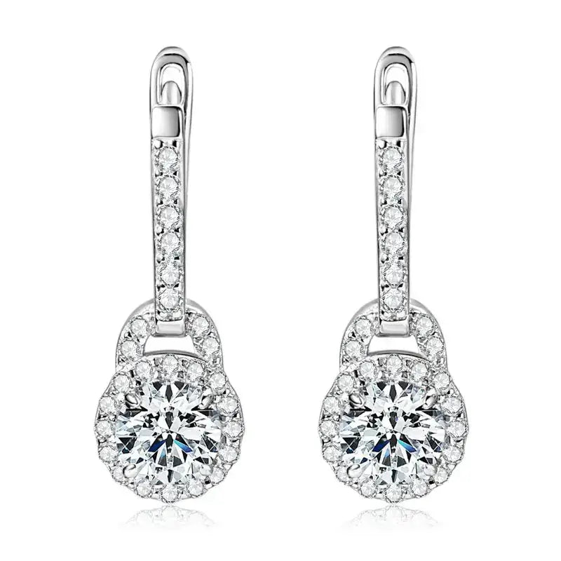 Boucles d'oreilles créoles pendantes en argent sterling S925 avec moissanite 0,5 carat pour femme