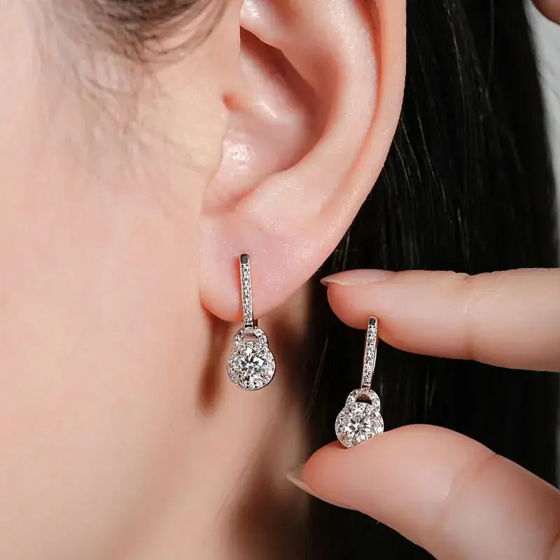 Boucles d'oreilles créoles pendantes en argent sterling S925 avec moissanite 0,5 carat pour femme