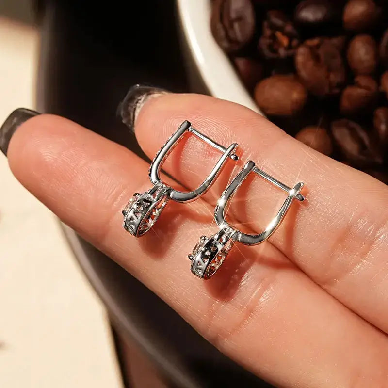 Boucles d'oreilles créoles pendantes en argent sterling S925 avec moissanite 0,5 carat pour femme
