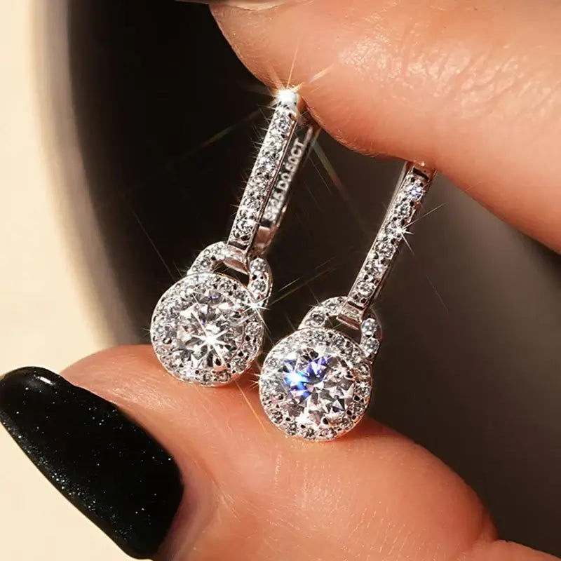 Boucles d'oreilles créoles pendantes en argent sterling S925 avec moissanite 0,5 carat pour femme