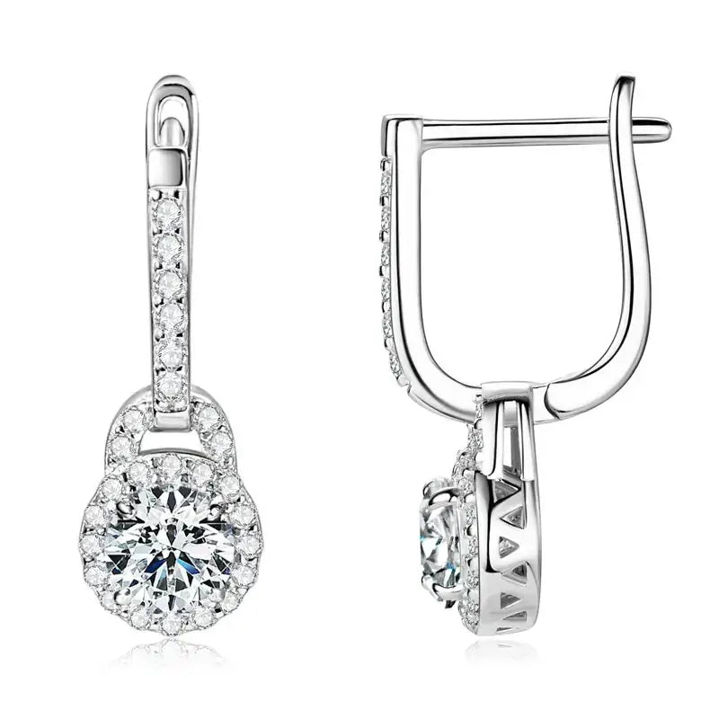 Boucles d'oreilles créoles pendantes en argent sterling S925 avec moissanite 0,5 carat pour femme