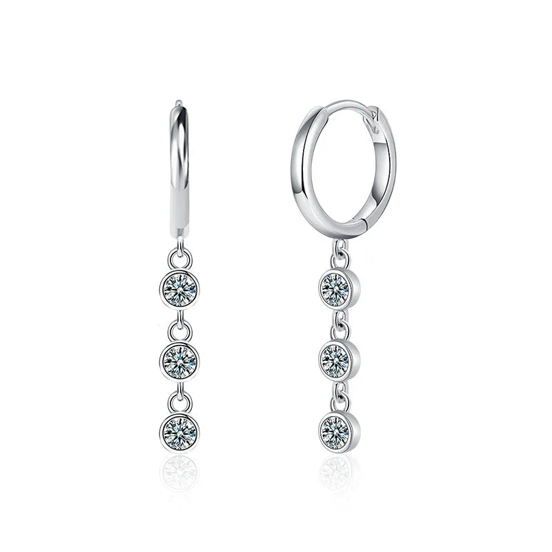 Boucles d'oreilles pendantes à pampilles en moissanite en argent sterling S925 pour femmes