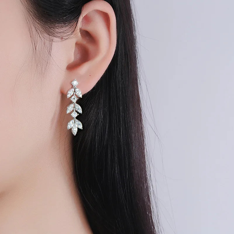 Boucles d'oreilles pendantes à pampilles en moissanite en argent sterling S925 pour femmes
