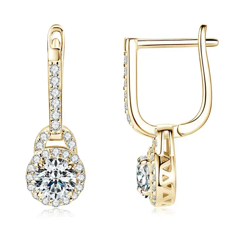 S925 Sterling Silver 0.5ct Moissanite Dangle Hoop Earrings for Women