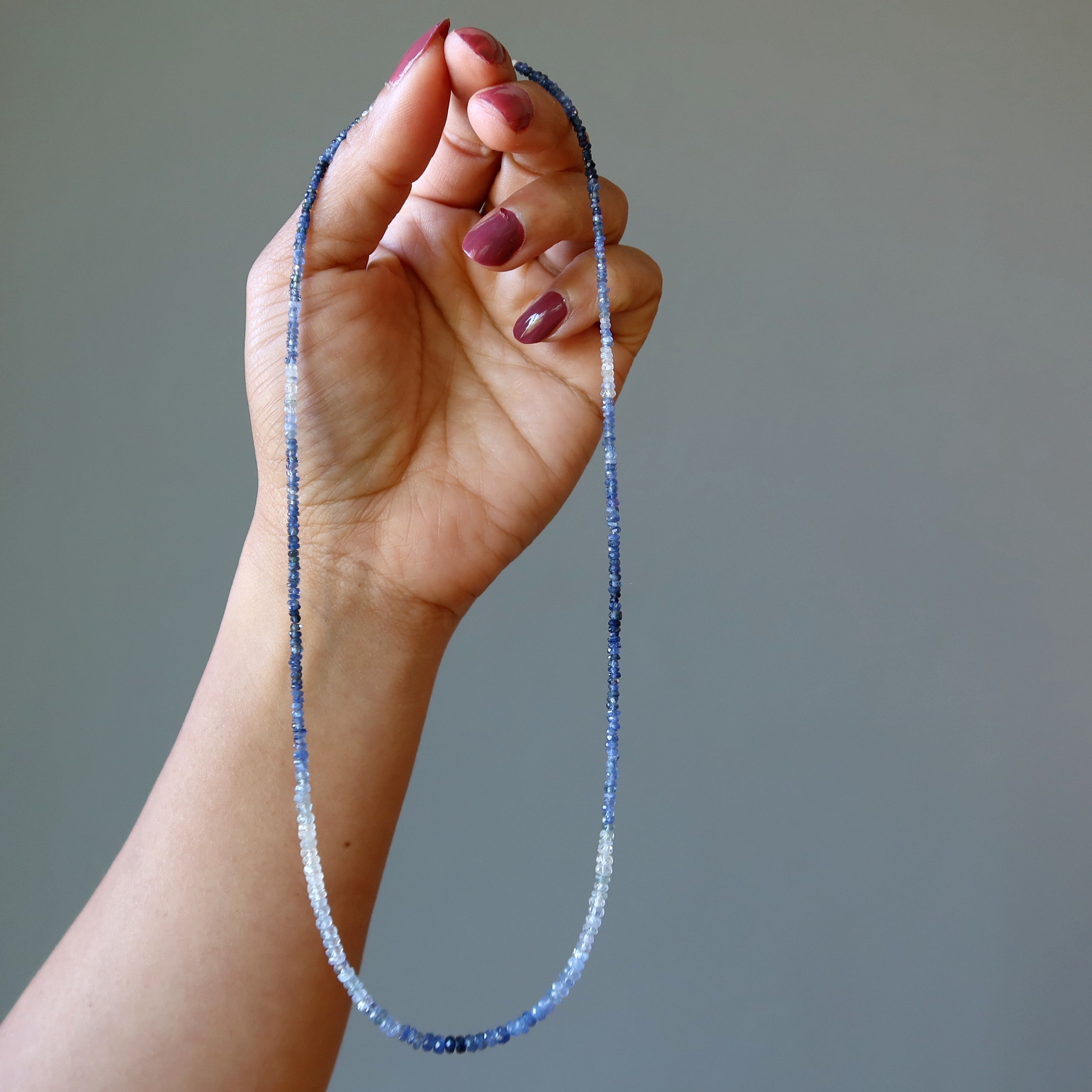 Saphir Halskette Schönheit Blau Echte Edelsteine Sterling Silber