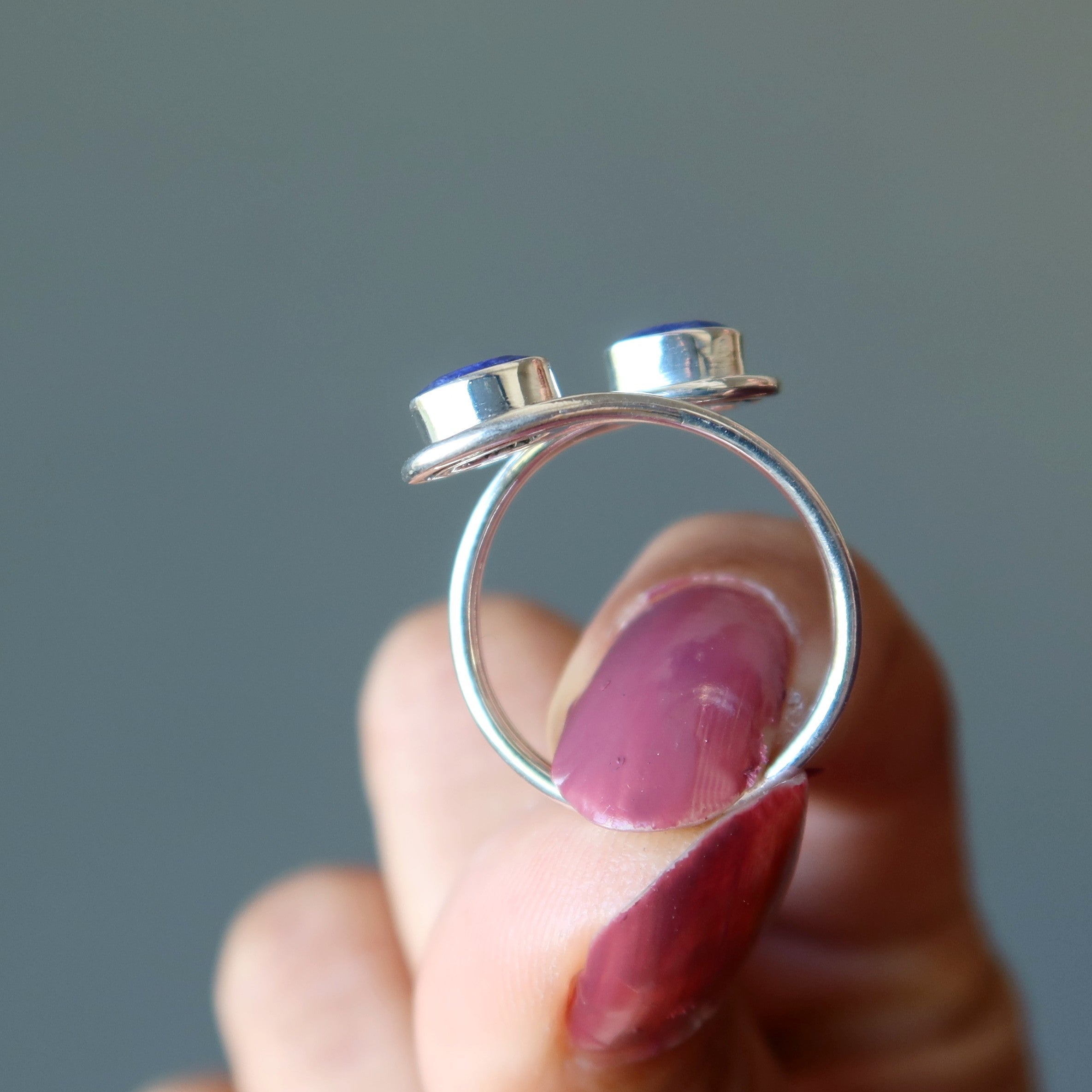 Saphirring Zwillingsseelen Sterlingsilber Verstellbar